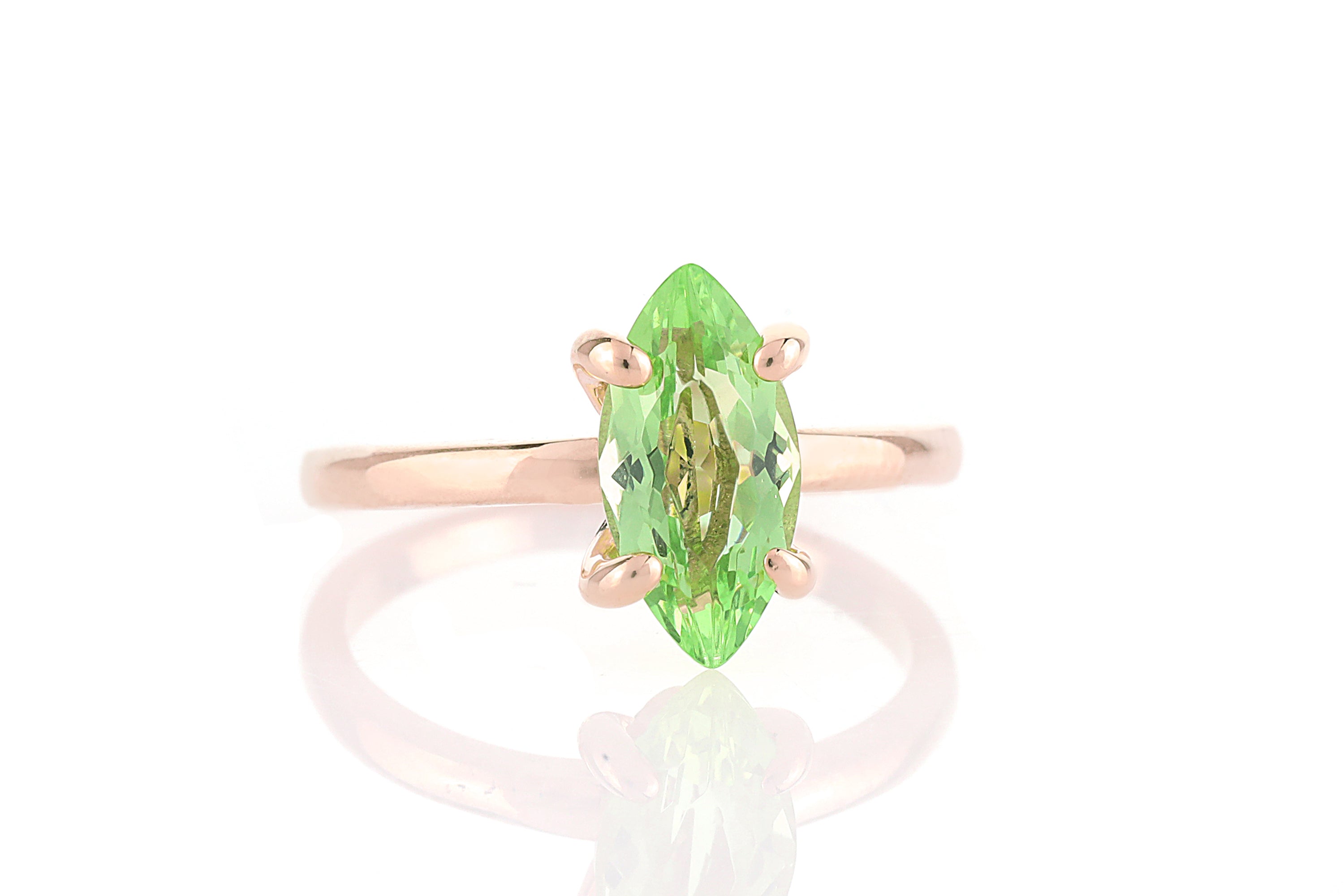 Green Tourmaline Marquise Cut Gemstone Gold Ring Rings Anemone Unique