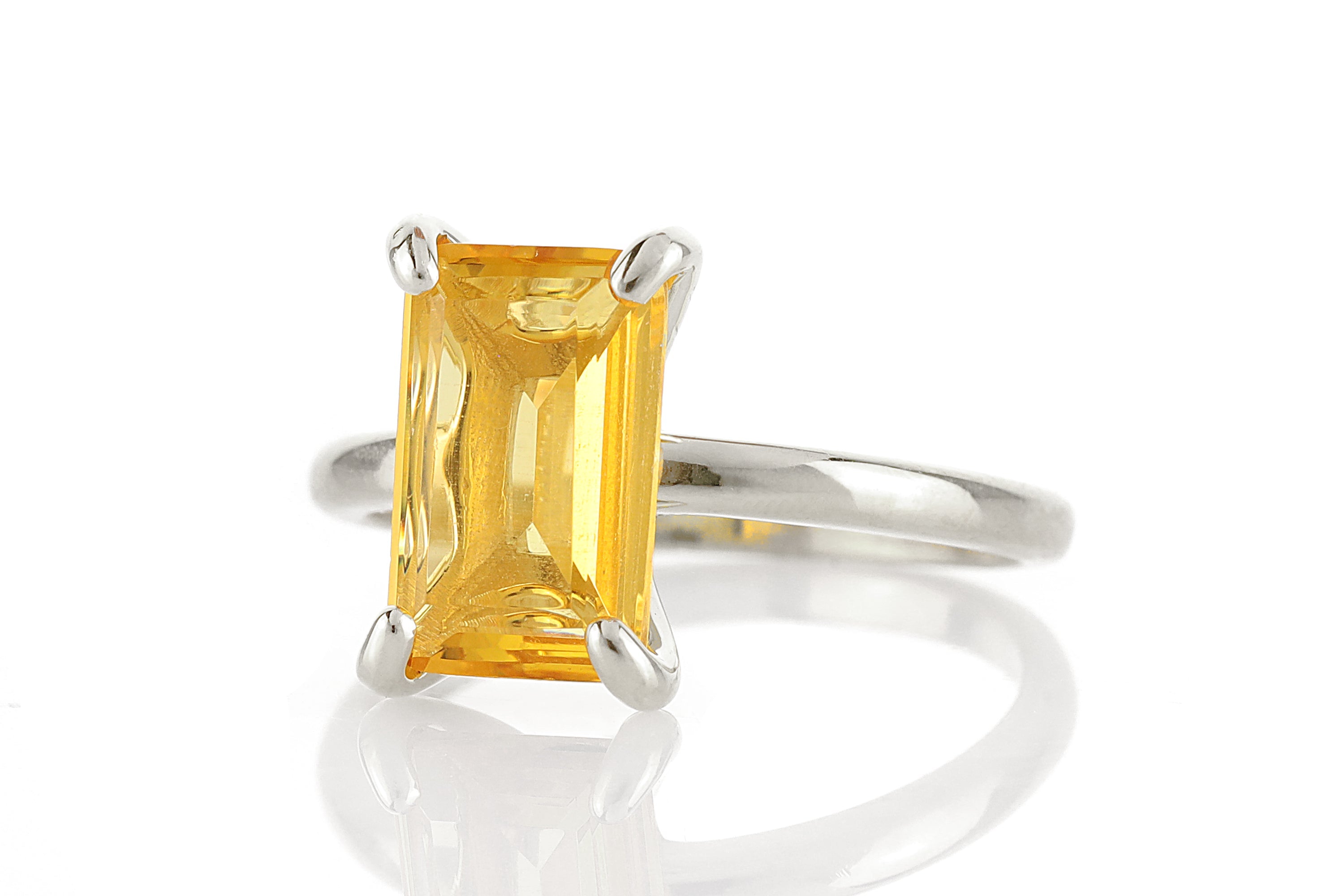 14k Rose Gold Rectangle Citrine Ring Rings Anemone Unique