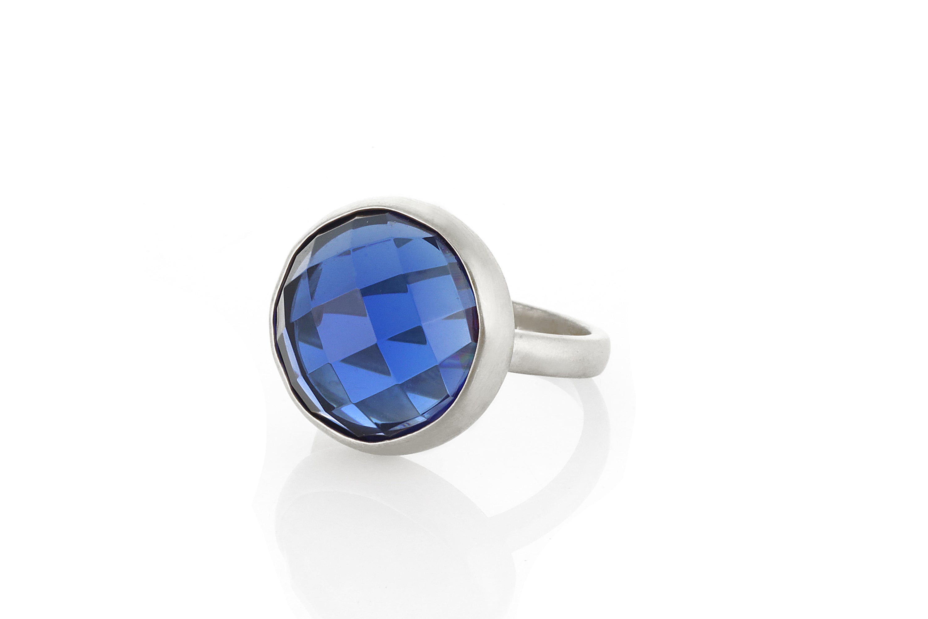 16mm Round Sapphire Bezel Set Gold Ring Rings Anemone Limited