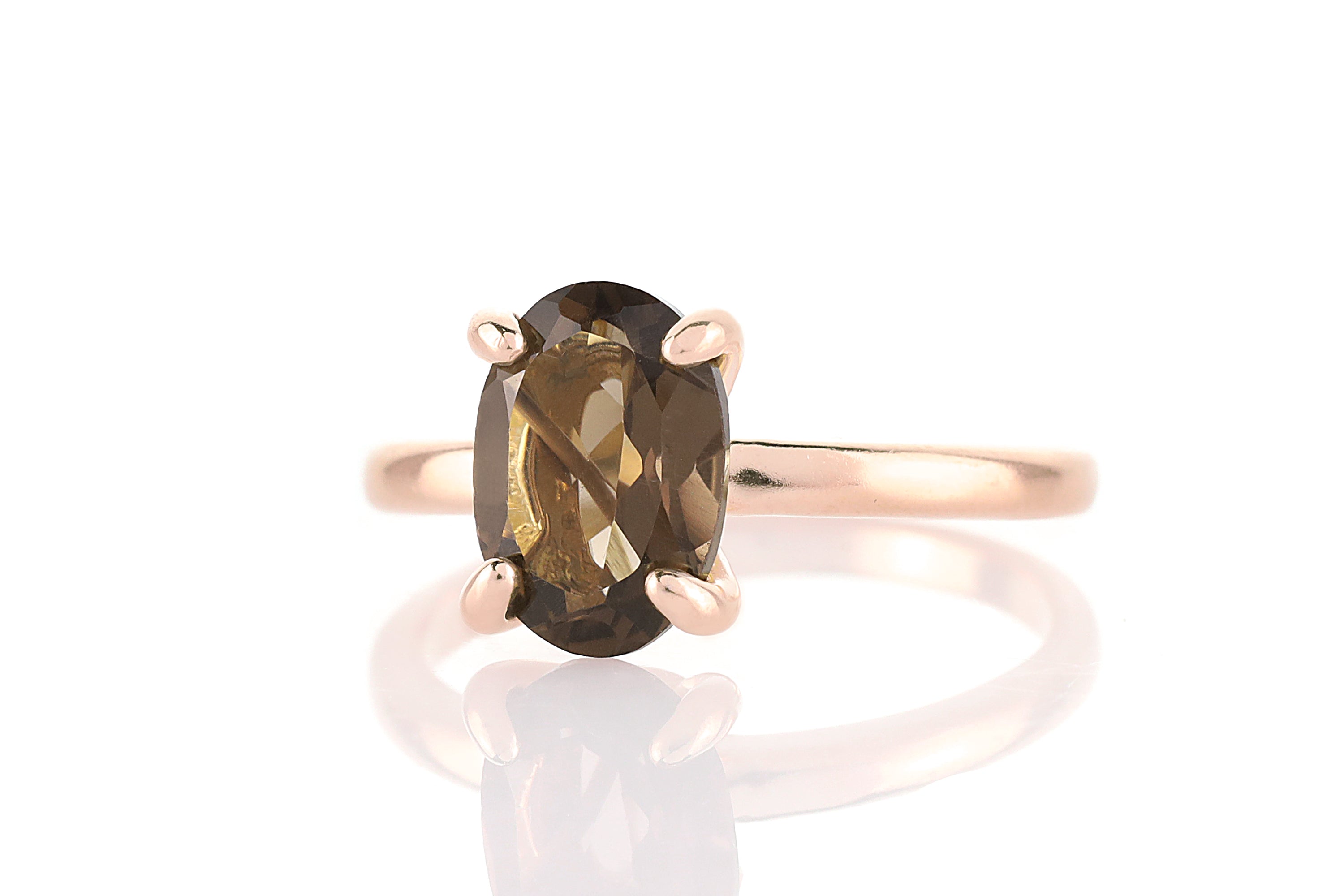 Smoky Quartz Prong Ring in Gold Rings Anemone Unique