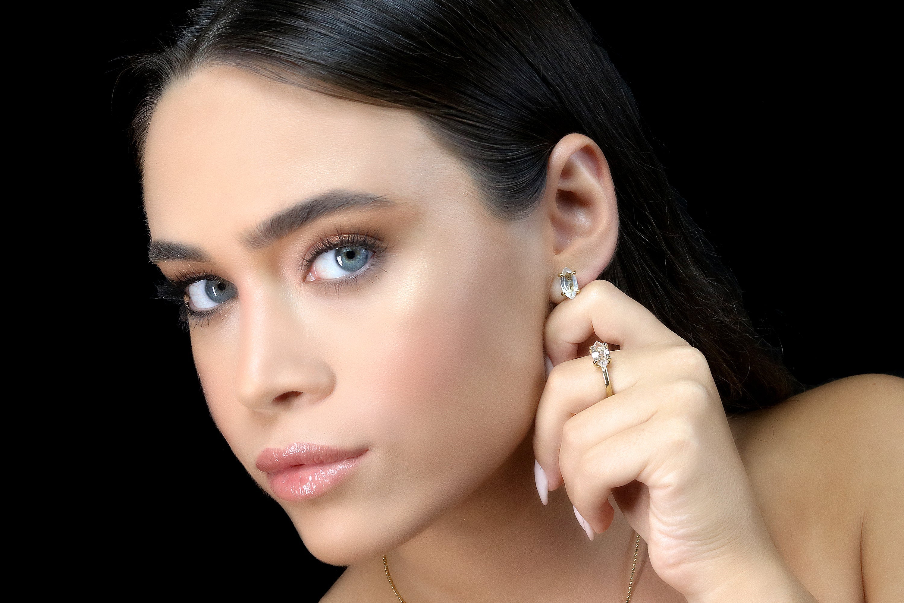 Marquise Gold Filled Clear Quartz Earrings Earrings Anemone Unique