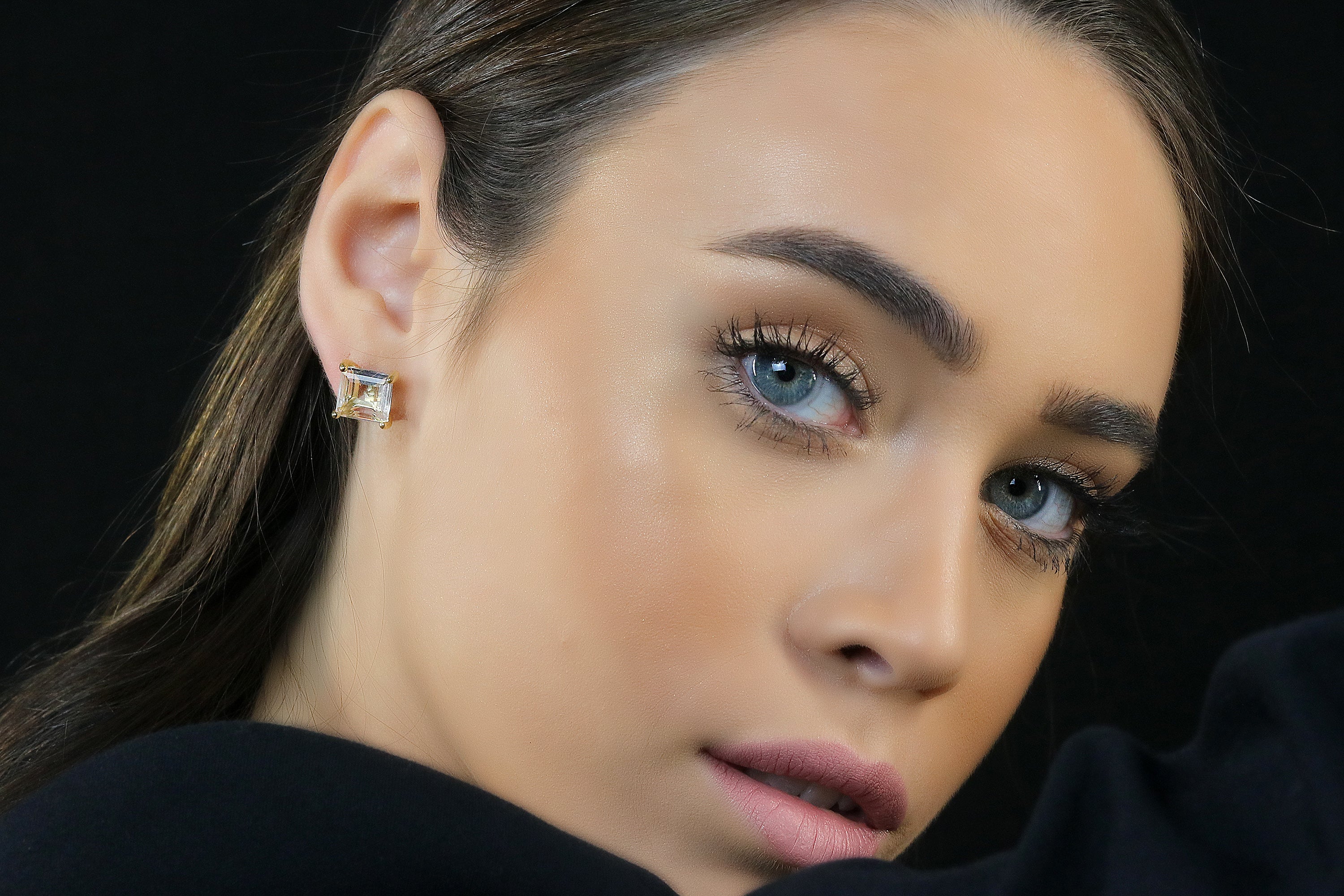 Sparkly Clear Quartz Earrings in Sterling Silver Studs Earrings Anemone Unique