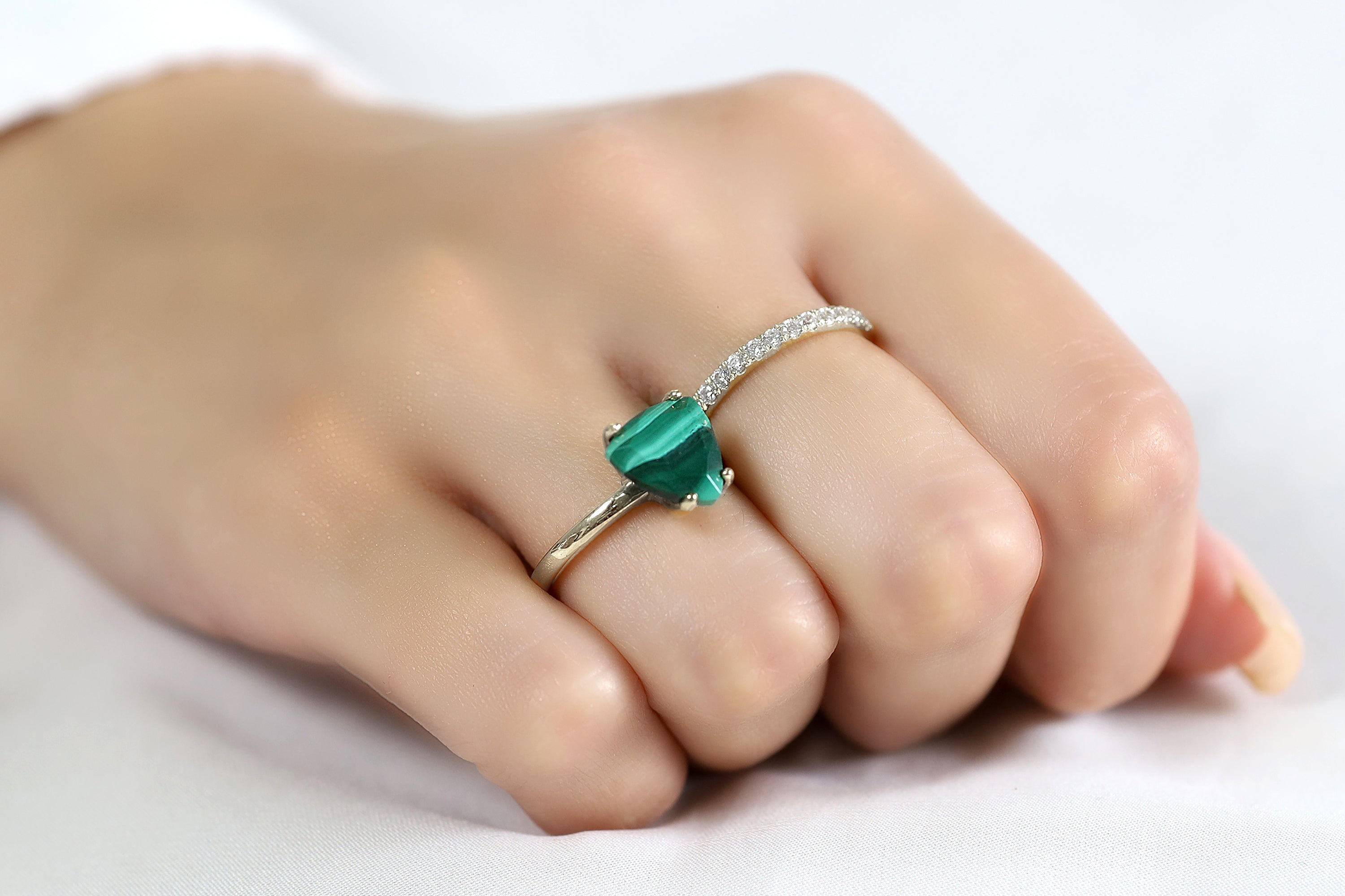 Trilliant Malachite Ring in Gold Filled Rings Anemone Unique