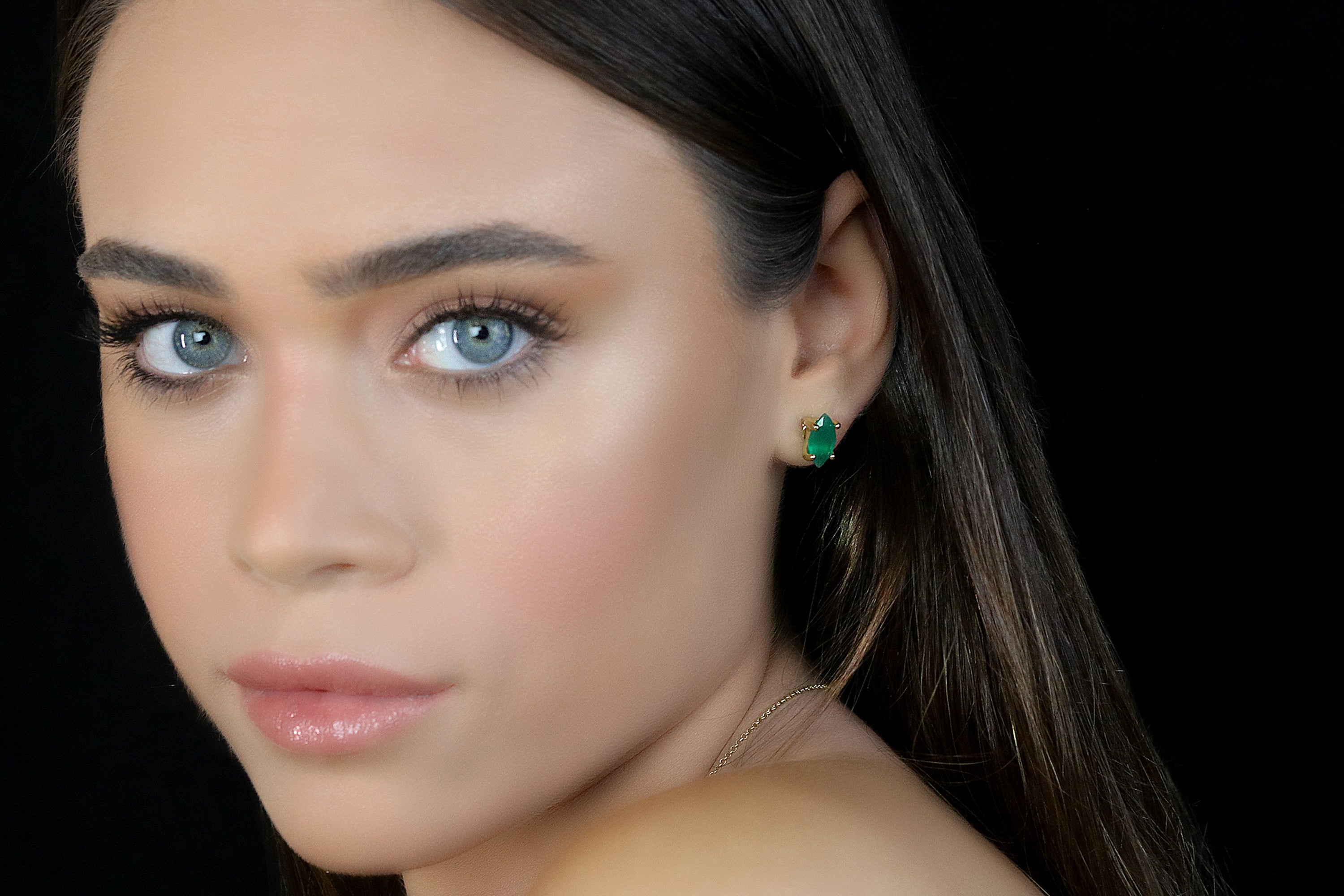 Handmade Chic Silver Stud Onyx Earrings Earrings Anemone Unique