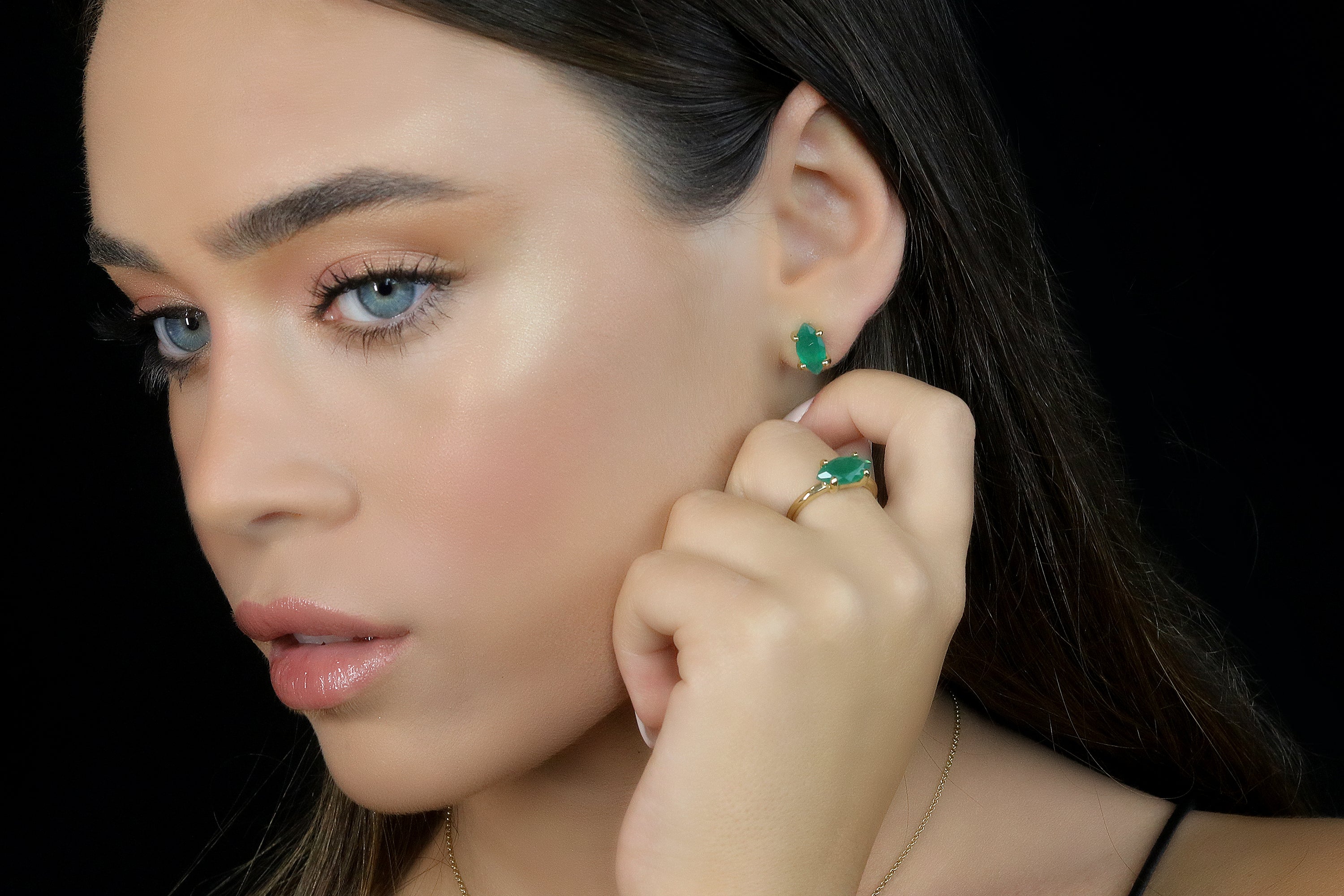 Handmade Chic Silver Stud Onyx Earrings Earrings Anemone Unique