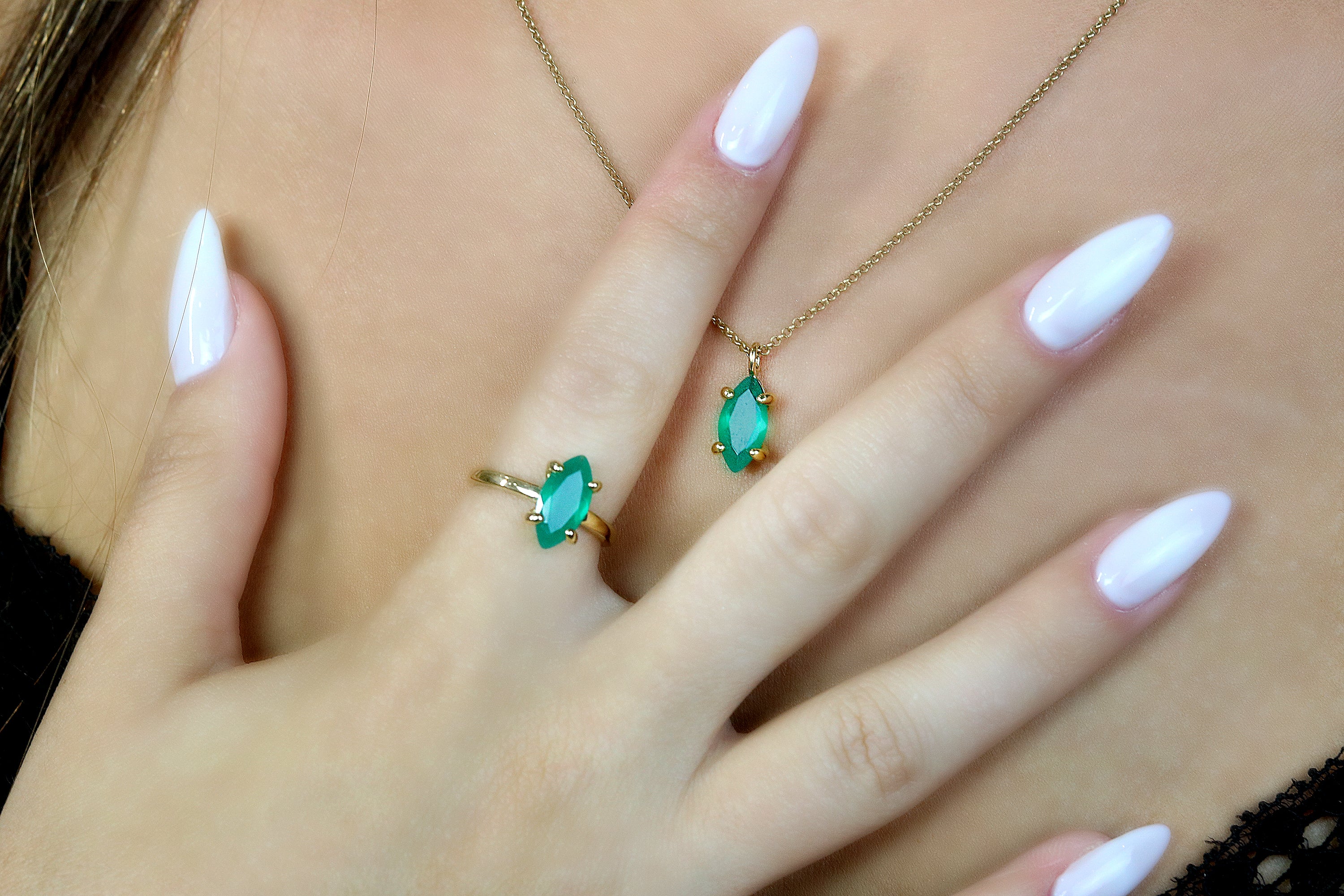 Green Onyx Ring in Sterling Silver Rings Anemone Unique