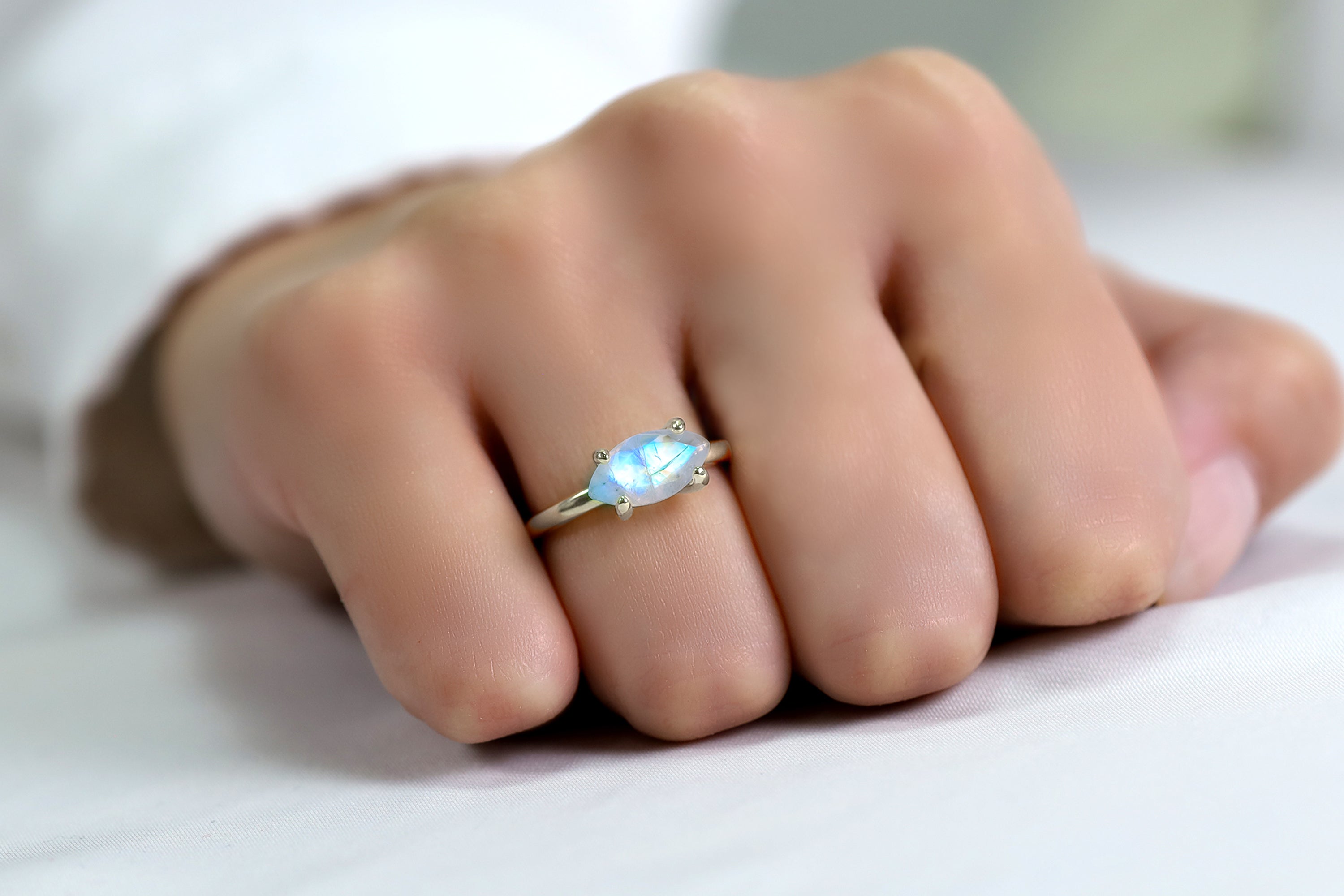 Moonstone Ring in Gold Filled Band Rings Anemone Unique