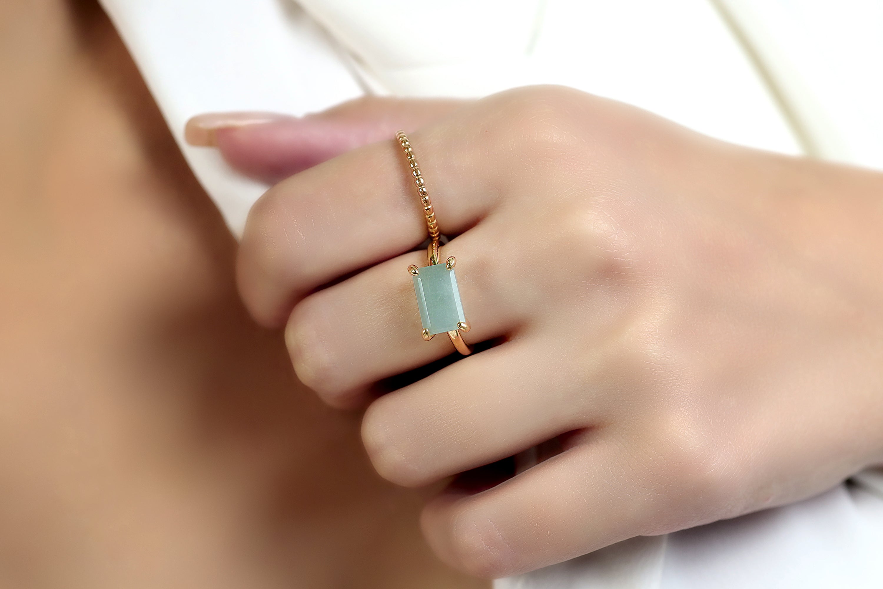 Sterling Silver Aquamarine Rectangle Solitaire Ring Rings Anemone Unique