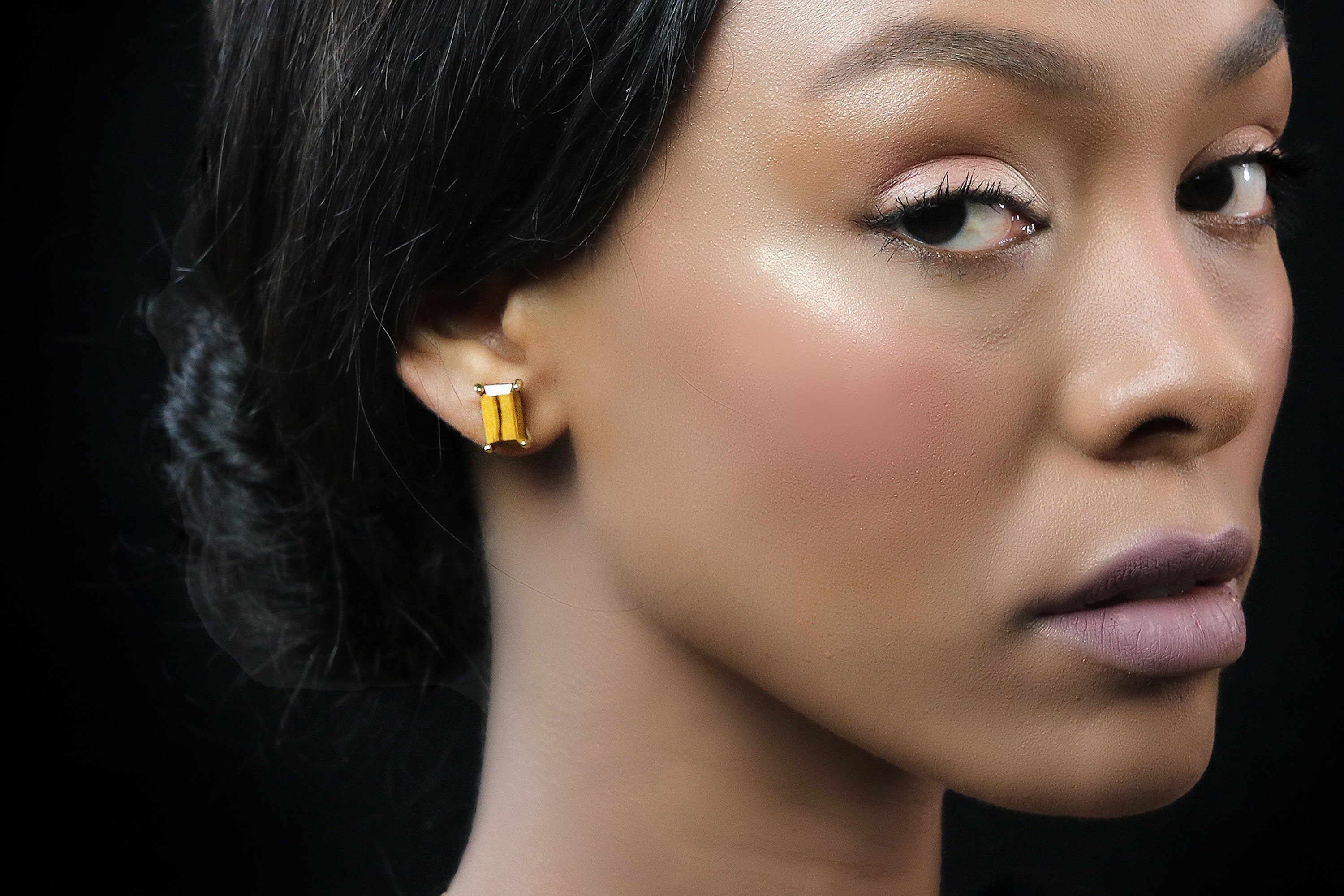 Tiger Eye Gemstone Unique Earrings in Gold Earrings Anemone Unique