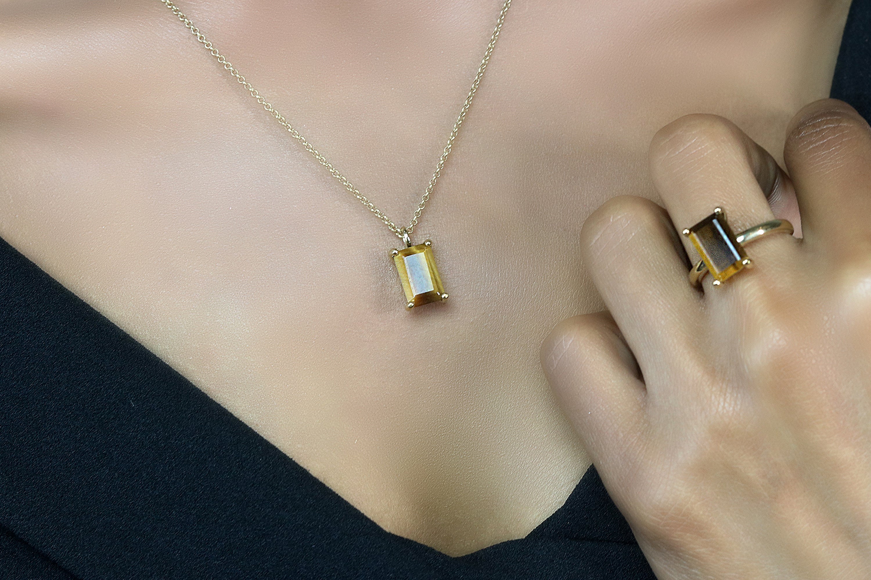 Lovely Brown Tiger Eye Necklace in Gold necklaces Anemone Unique