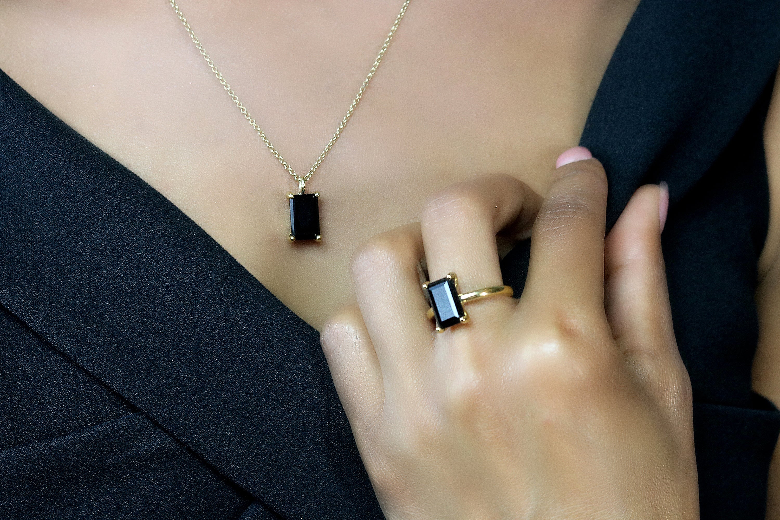 Black Onyx Ring in 14k Gold Rings Anemone Unique