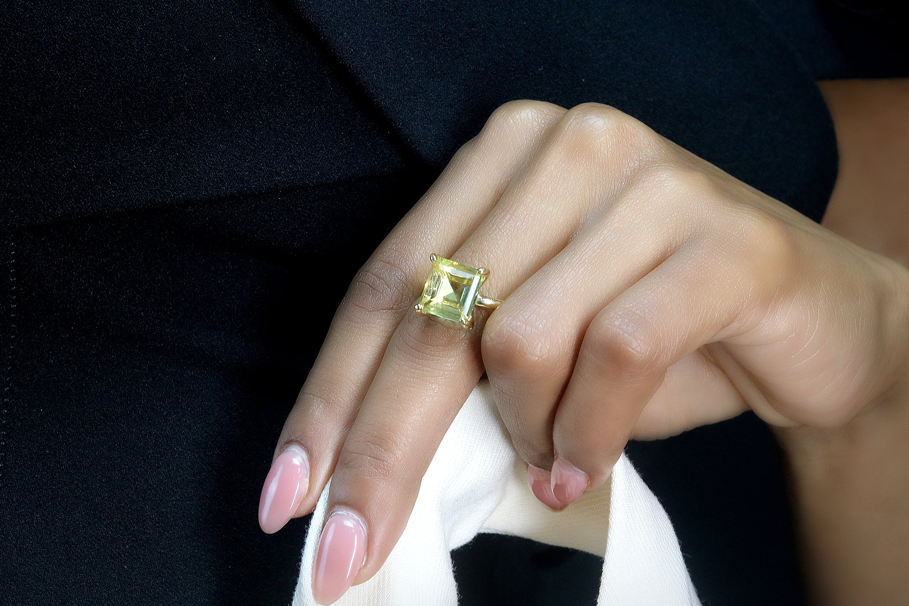 Handmade Lemon Quartz Ring in 925 Sterling Silver Rings Anemone Unique