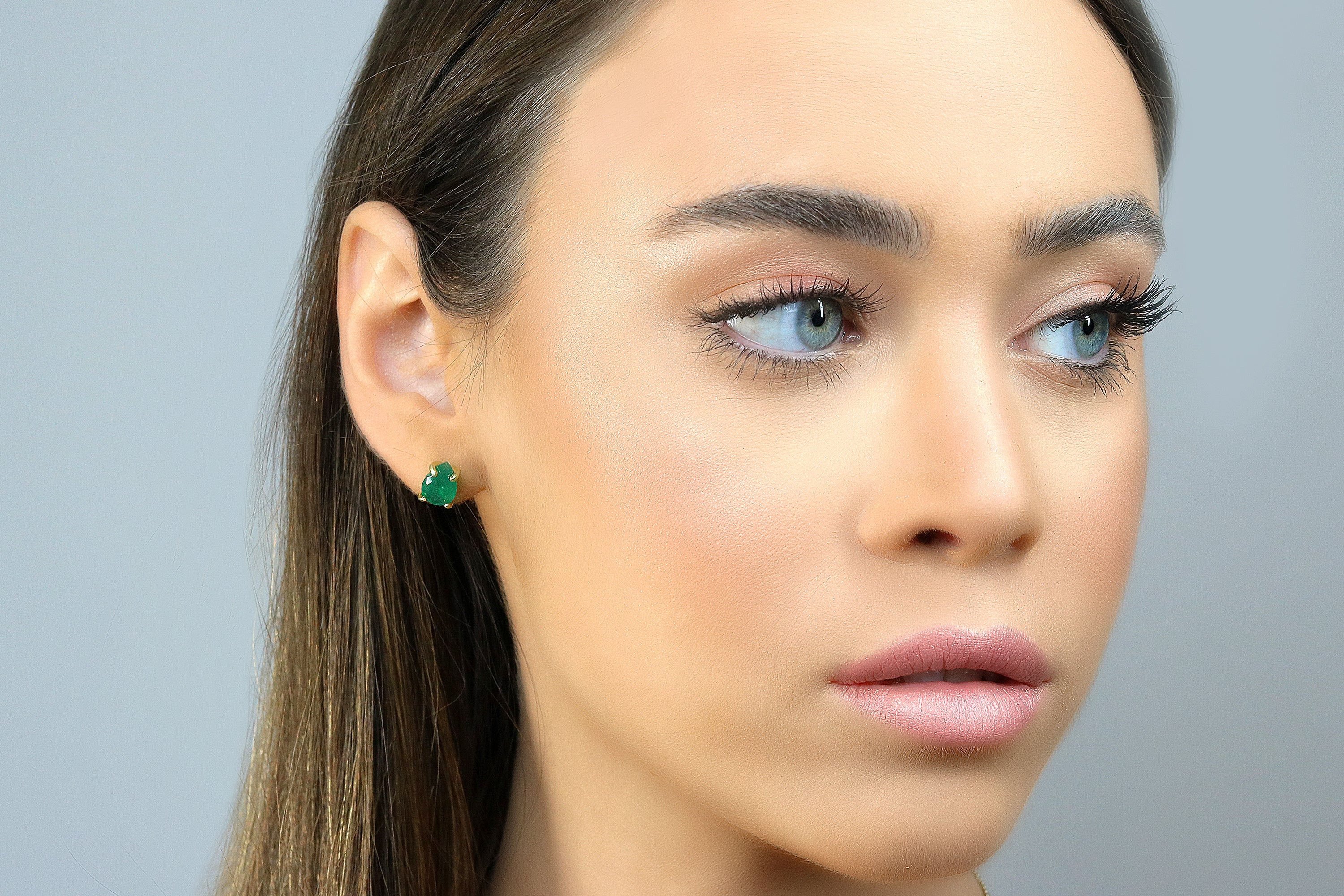 Cute Green Onyx Gold Earrings Earrings Anemone Unique