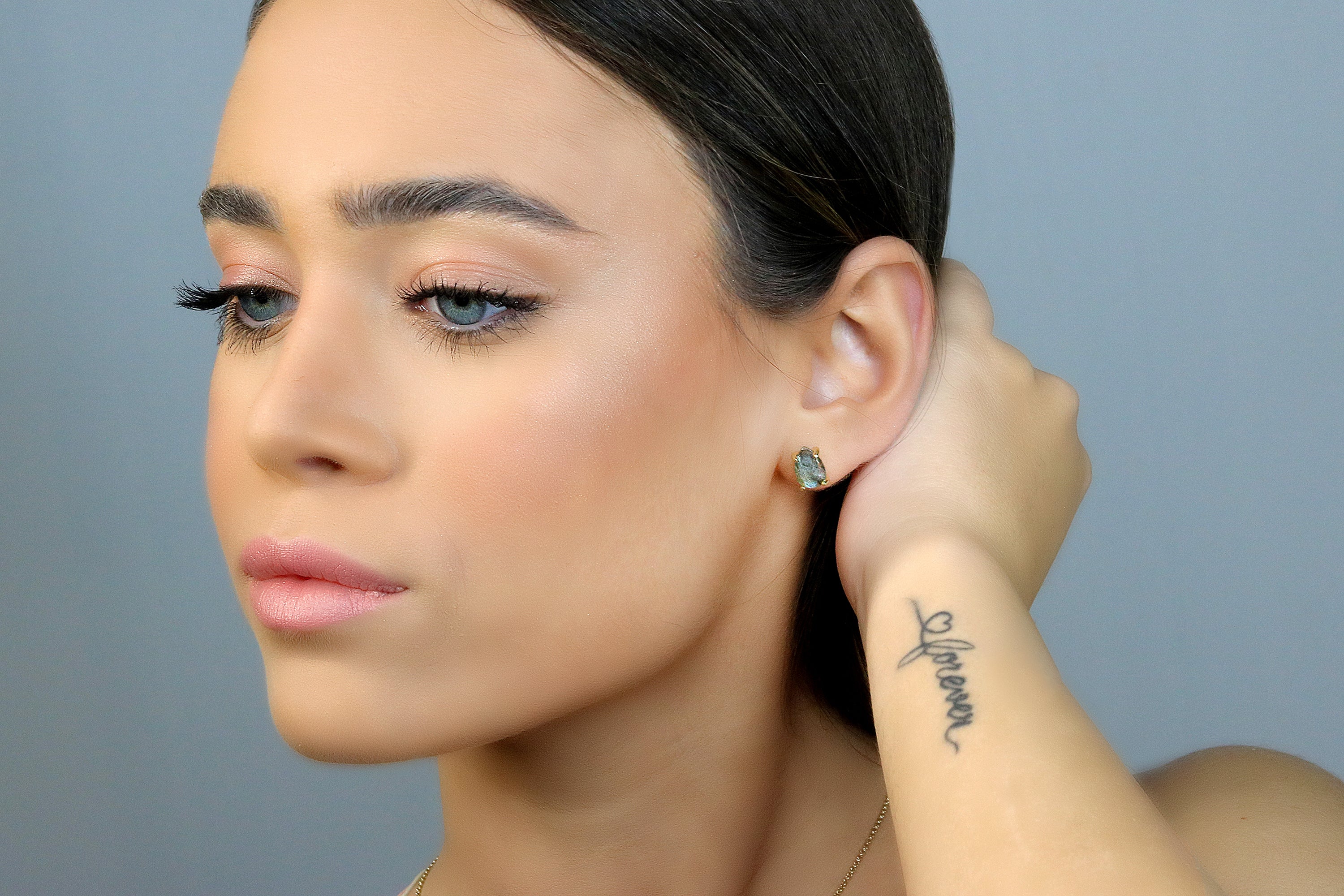 Dainty Pear Labradorite Gold Earrings Earrings Anemone Unique