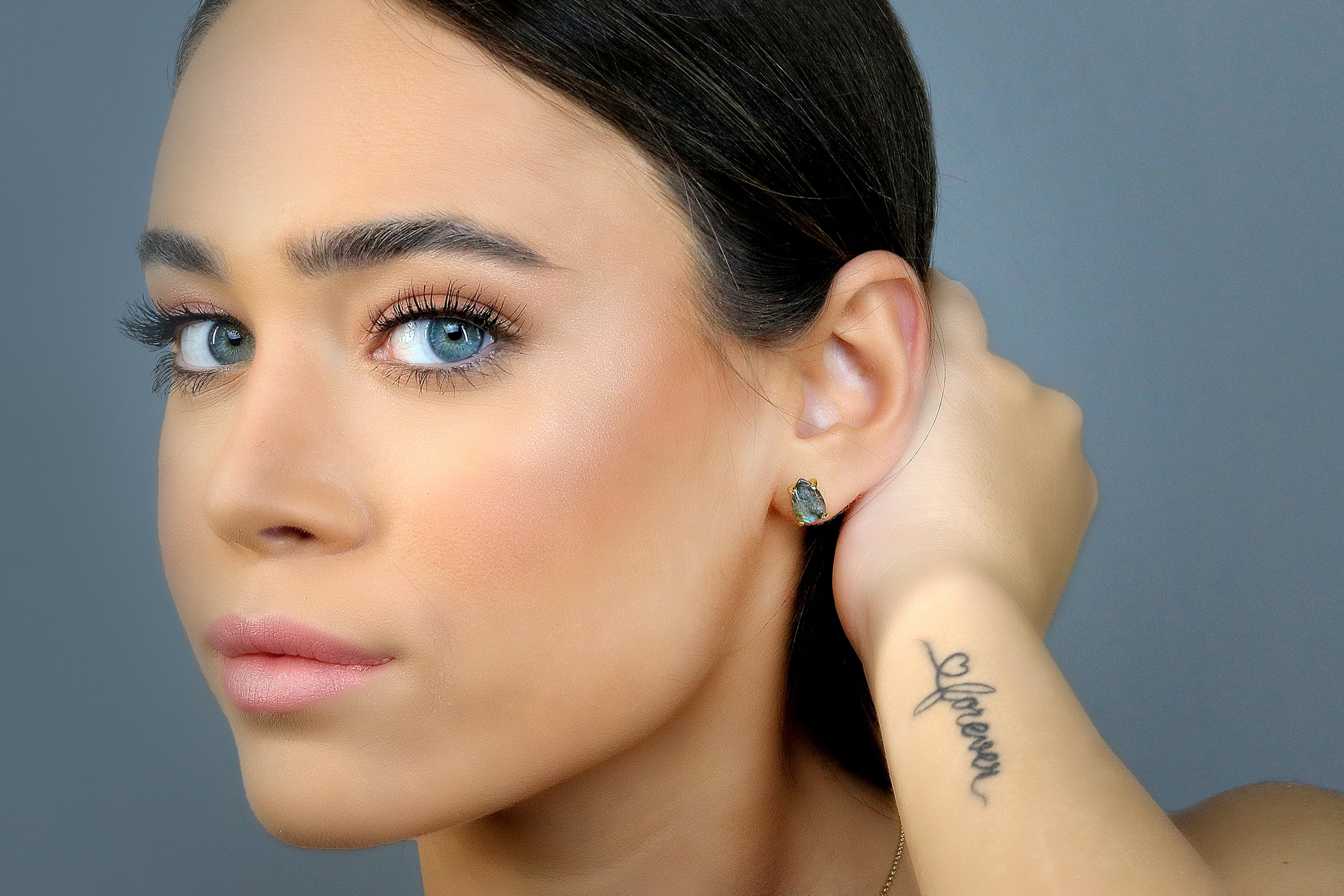 Dainty Pear Labradorite Gold Earrings Earrings Anemone Unique