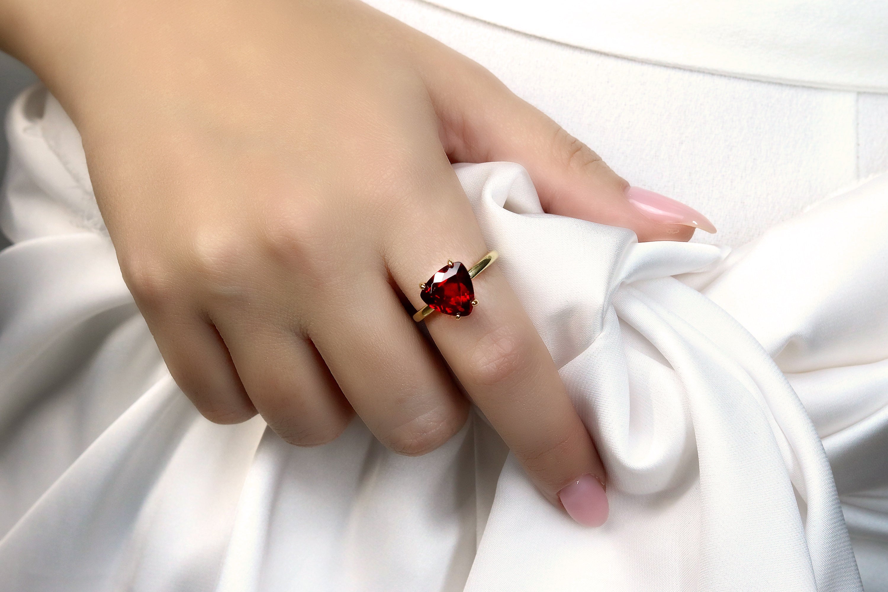 Vibrant Single Stone Garnet Gold Filled Ring Rings Anemone Unique