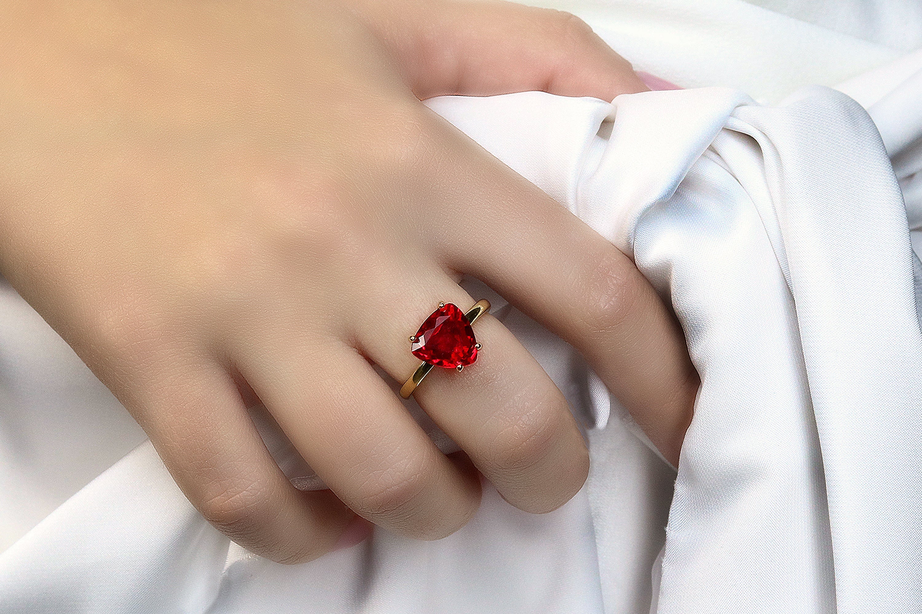Sterling Silver Ring with Ruby Gemstone Rings Anemone Unique