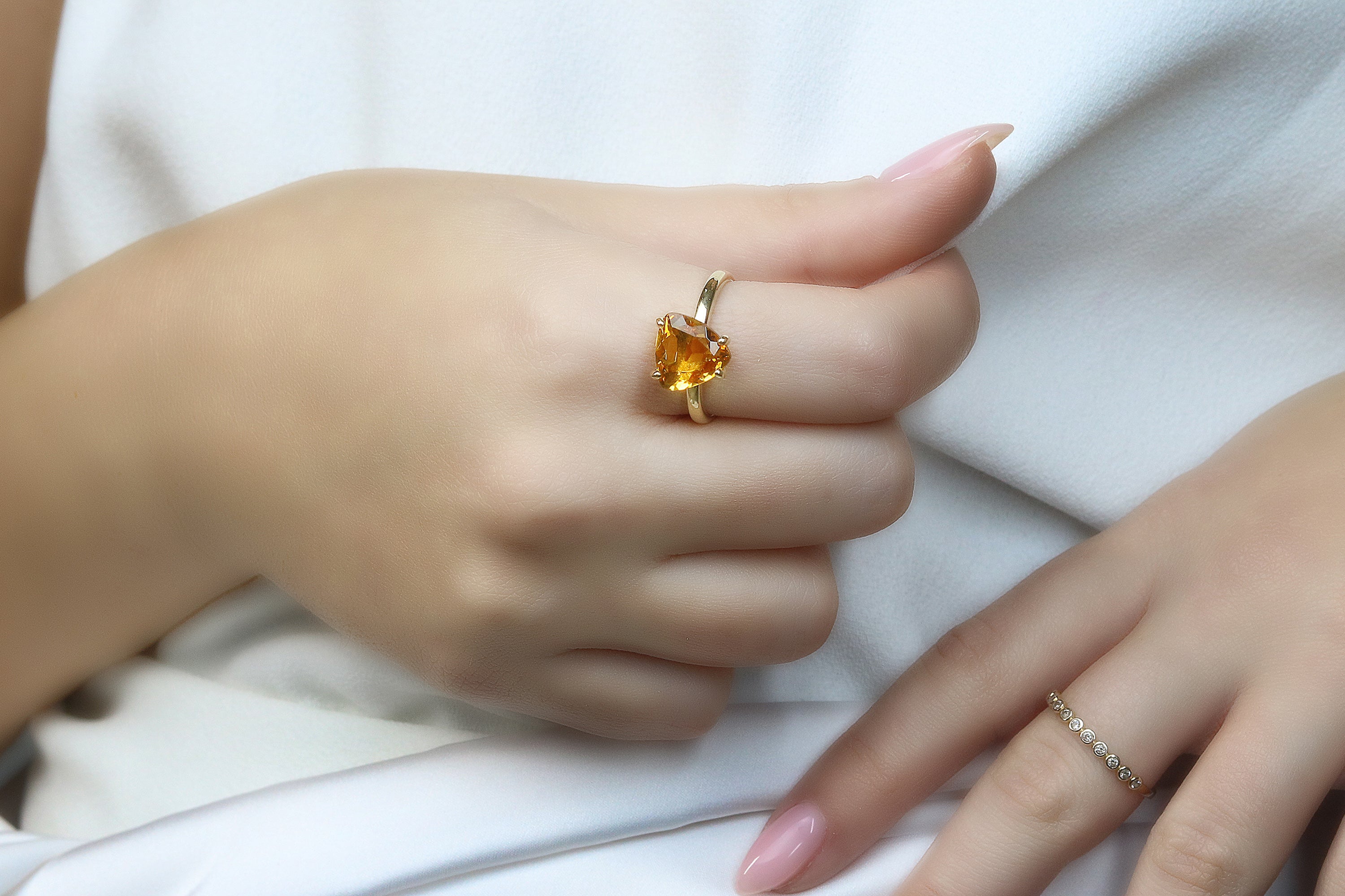 Stylish Rose Gold Trilliant Citrine Ring Rings Anemone Unique