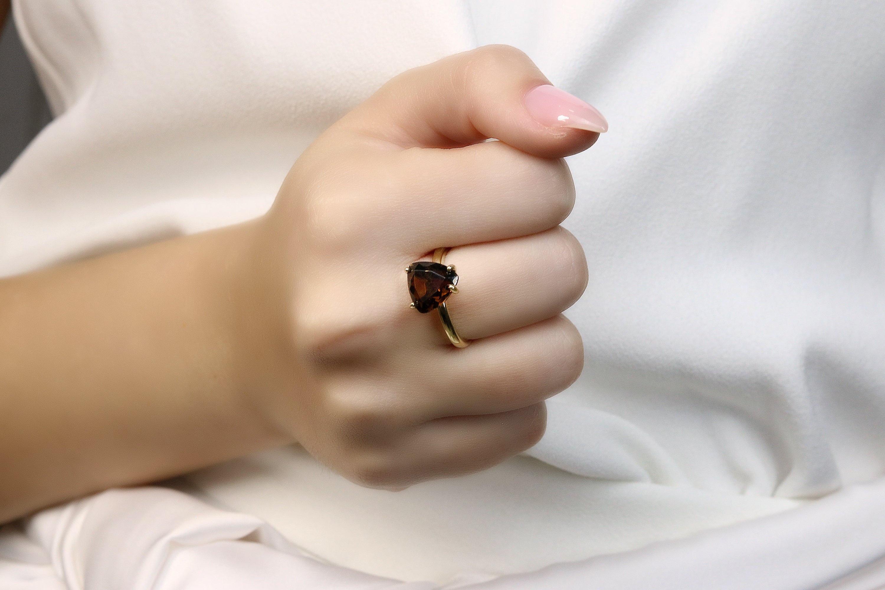 Sterling Silver Ring with Smoky Quartz Gemstone Rings Anemone Unique