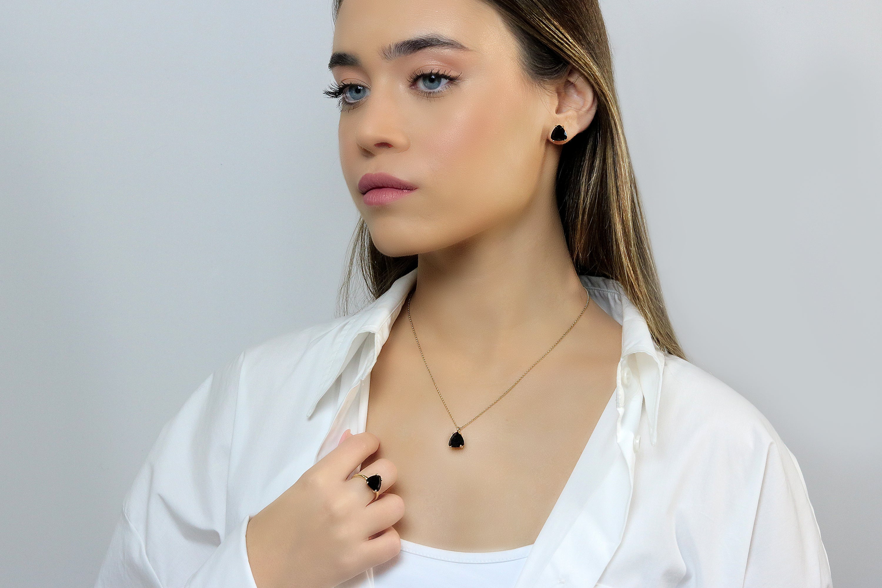 Sterling Silver Trillion Black Onyx Stud Earrings Earrings Anemone Unique