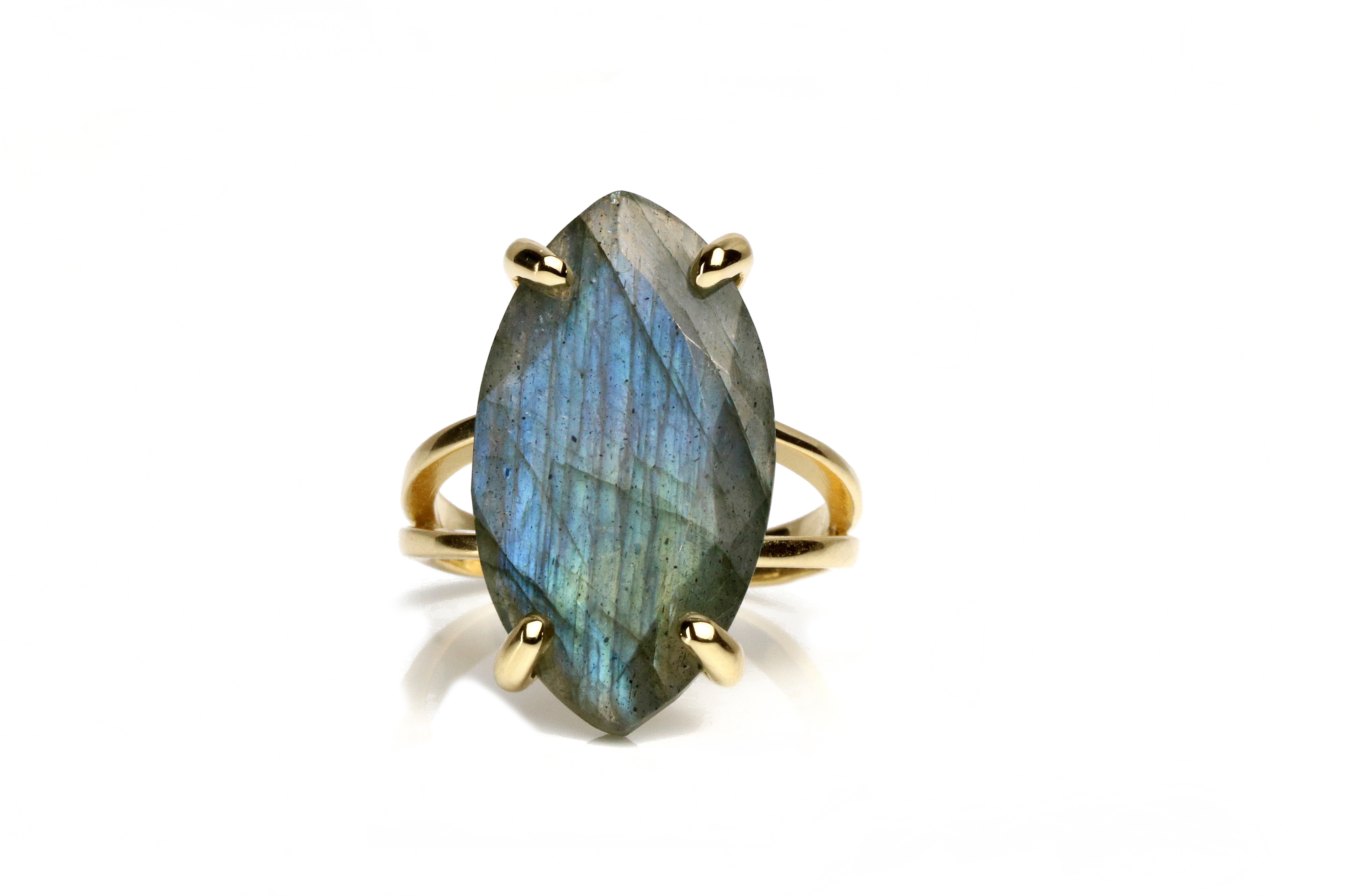 Unique Labradorite 14k Gold Cocktail Ring Rings Anemone Jewelry