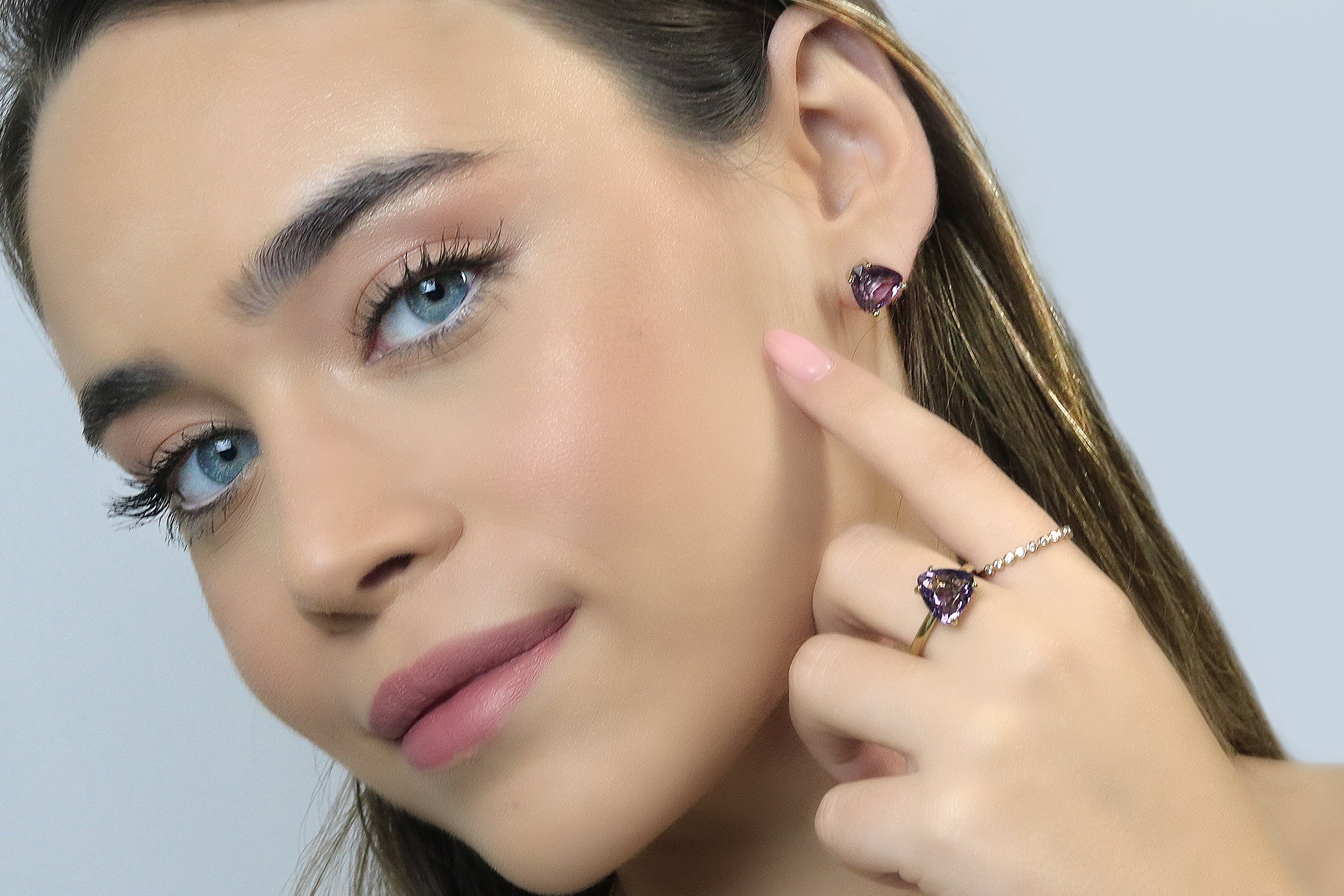 Gold Filled Purple Amethyst Trillion Earrings Earrings Anemone Unique