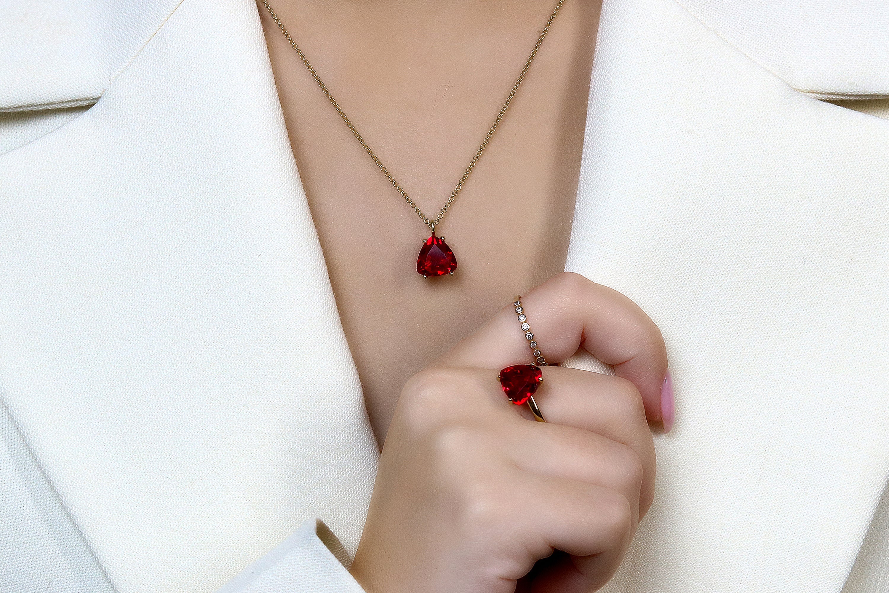 Minimalist Ruby Pendant Gold Filled Necklace necklaces Anemone Unique