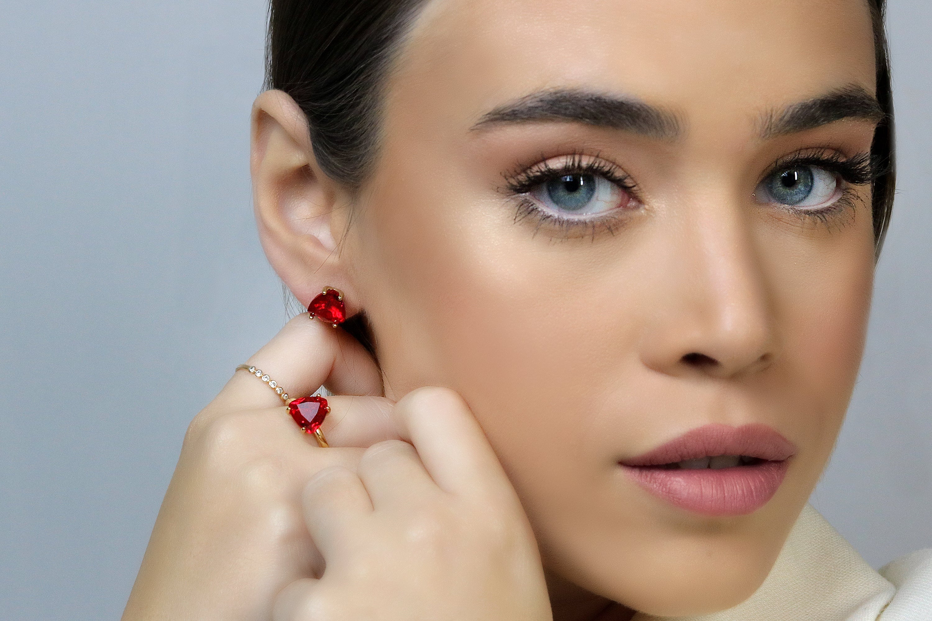 Simple Yellow Gold Ruby Earrings Earrings Anemone Unique