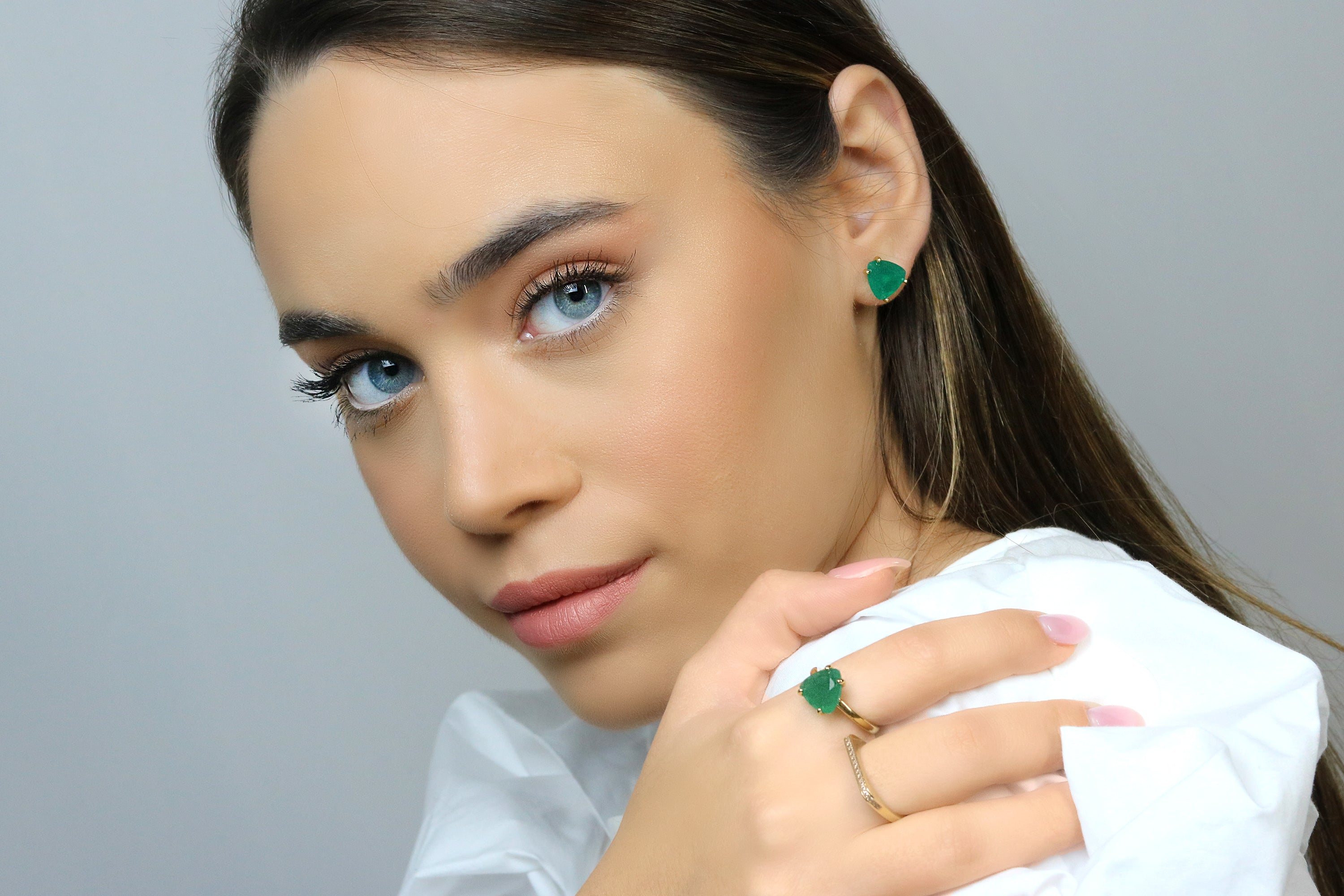 Trillion Green Onyx Gold Earrings Earrings Anemone Unique