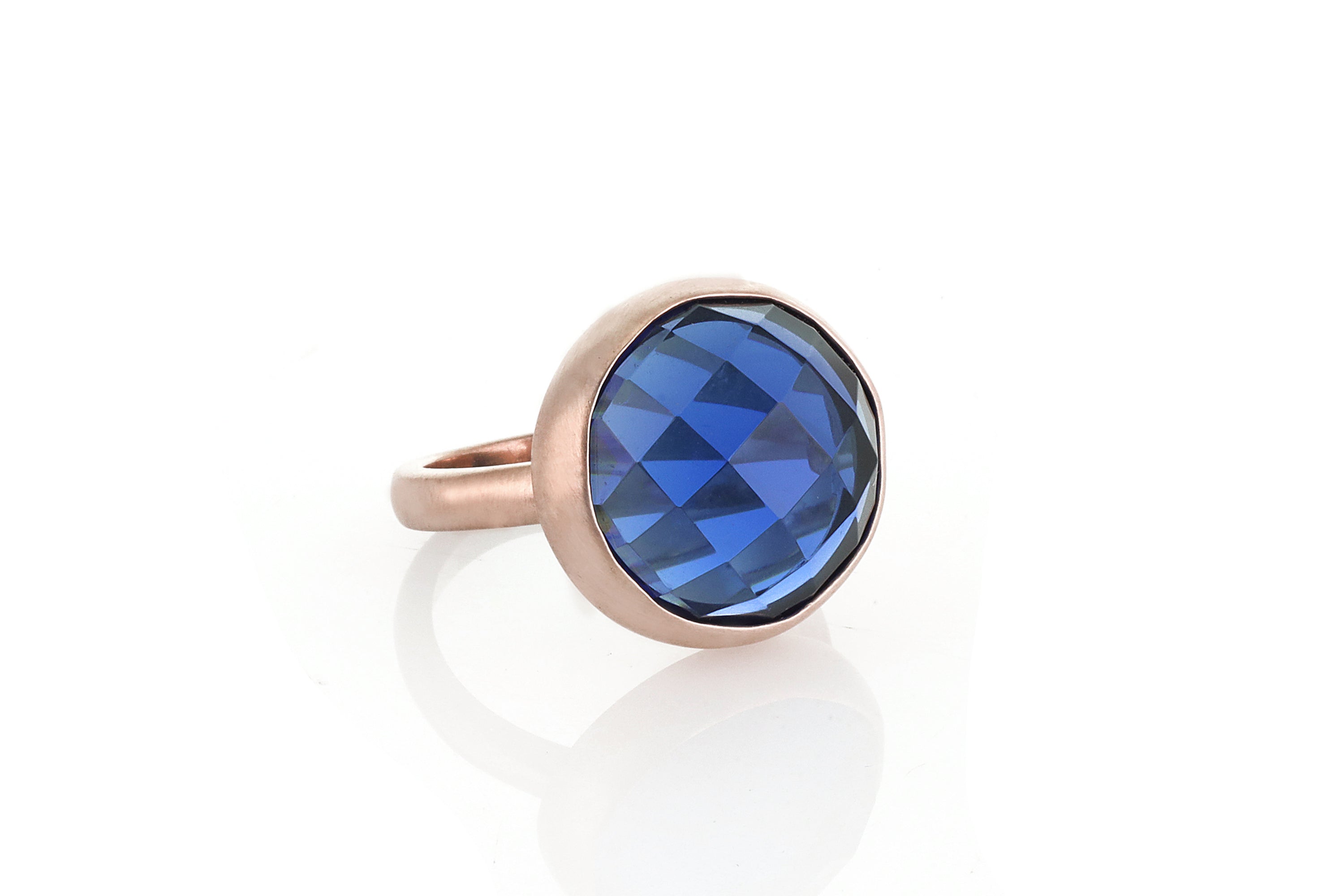 16mm Round Sapphire Bezel Set Gold Ring Rings Anemone Limited