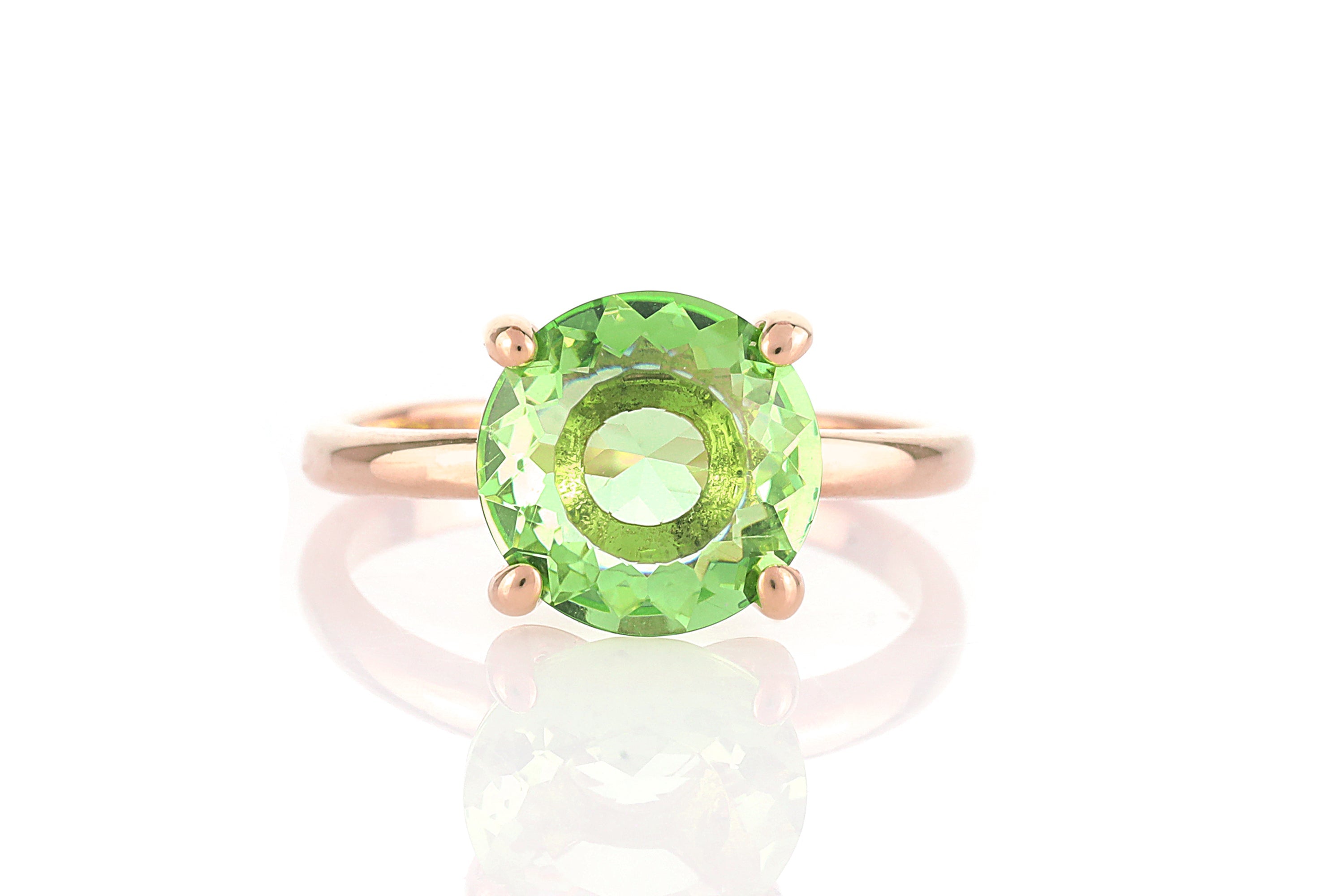 Solitaire Gold Ring with Green Tourmaline Gemstone Rings Anemone Unique