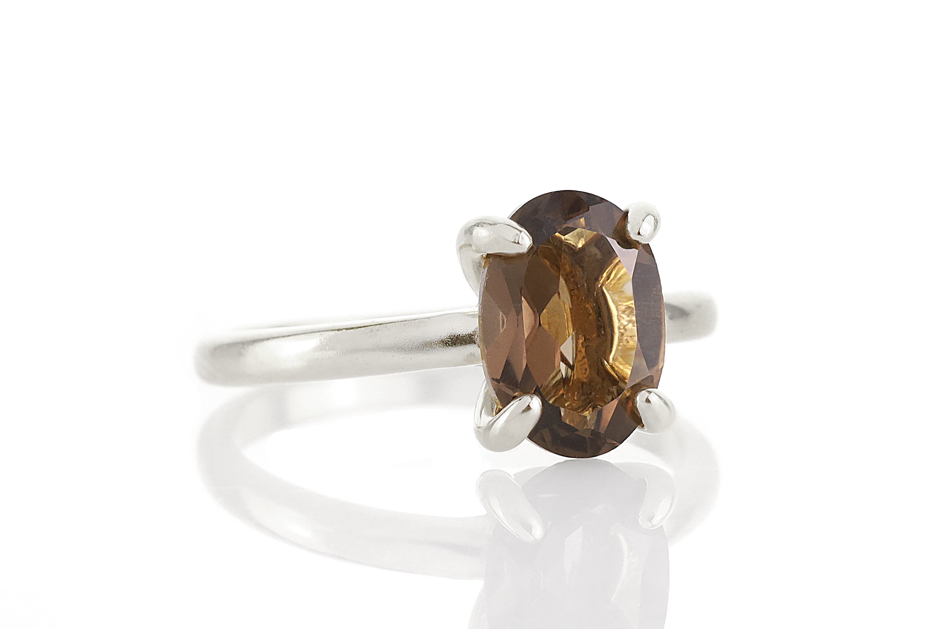 Smoky Quartz Prong Ring in Gold Rings Anemone Unique