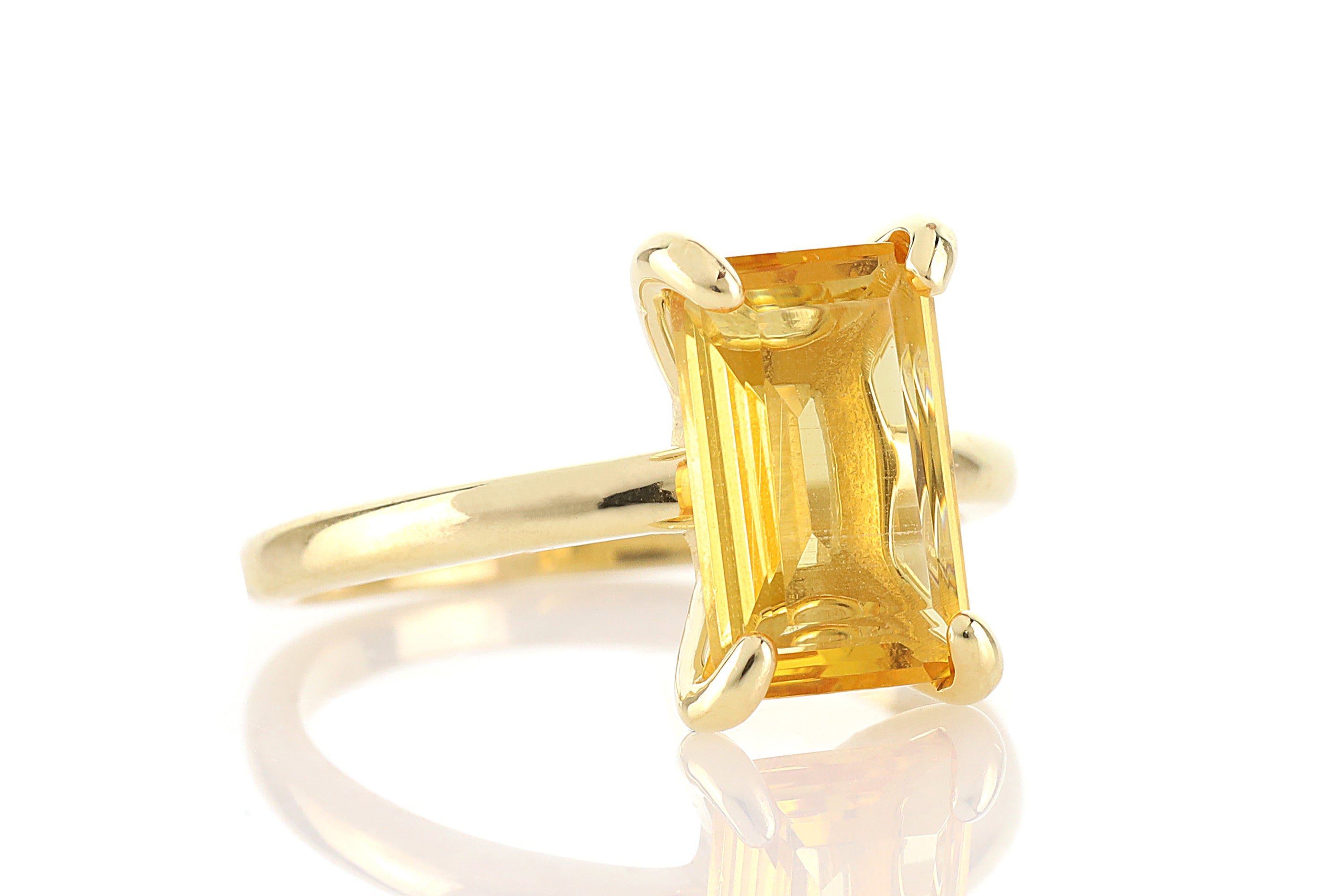 14k Rose Gold Rectangle Citrine Ring Rings Anemone Unique