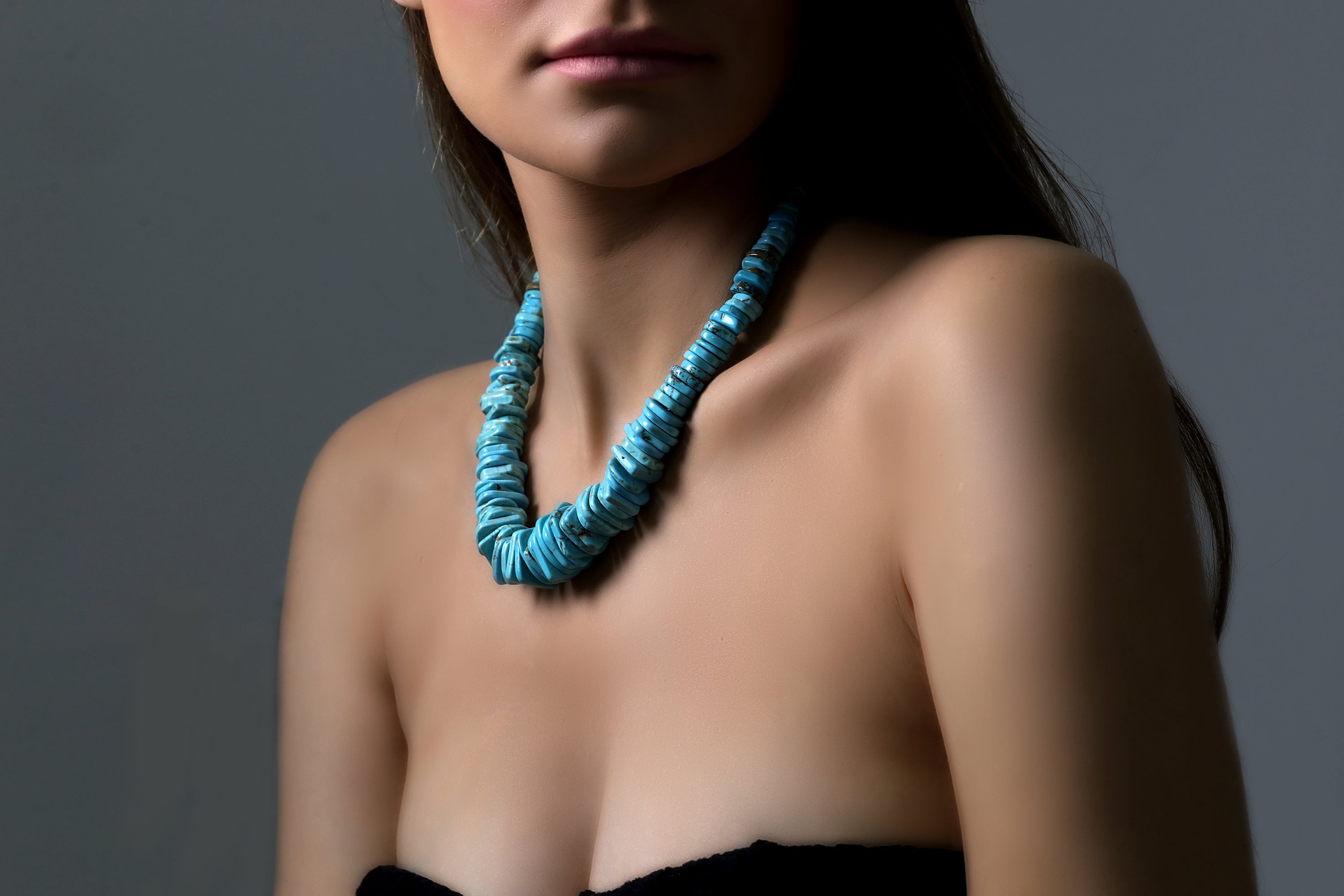 Turquoise Slices Beaded Gold Necklace necklaces Anemone Jewelry