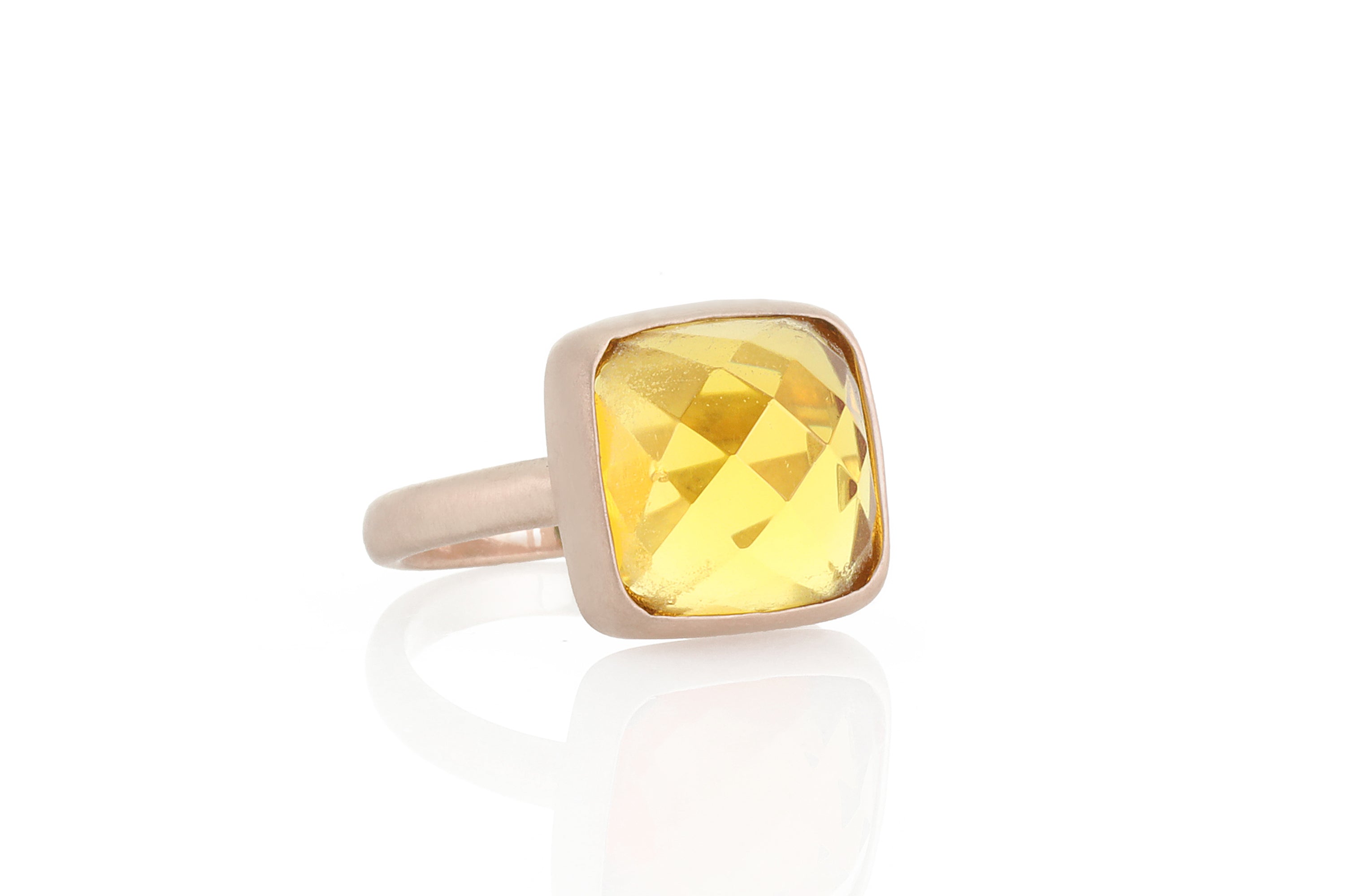 14k Gold Square Bezel Citrine Ring Rings Anemone Limited