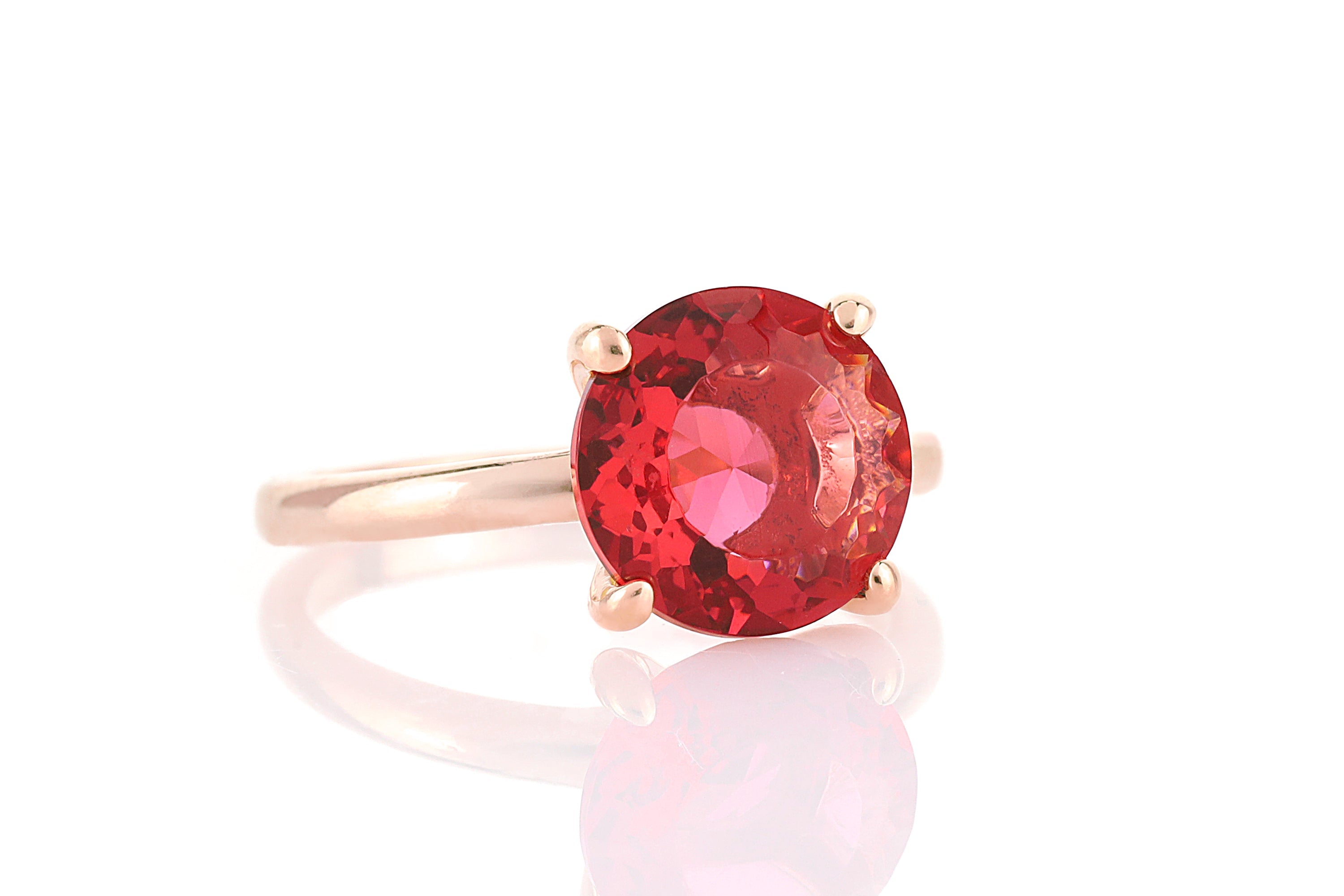 Pink Tourmaline Sterling Silver Round Gemstone Ring Rings Anemone Unique