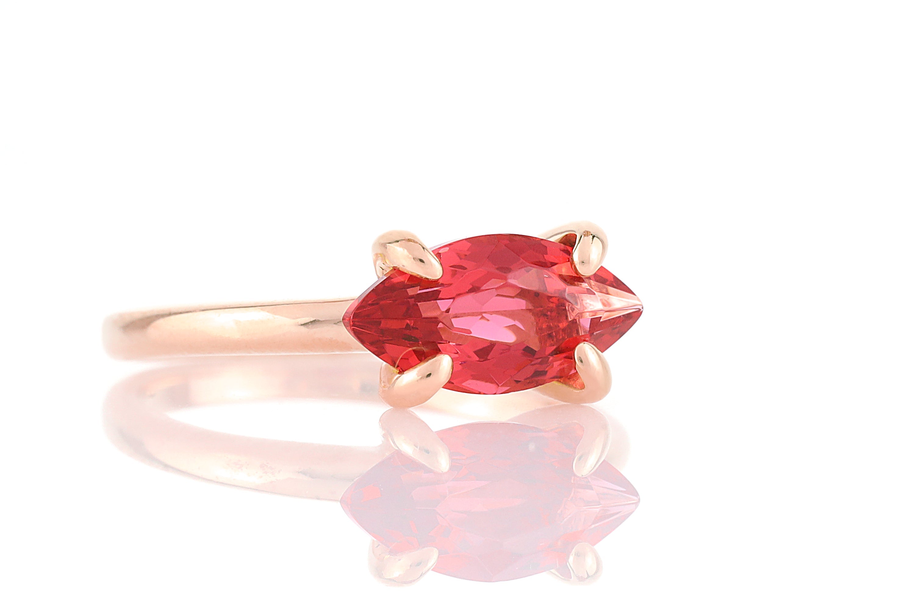 Sterling Silver Marquise Cut Pink Tourmaline Ring Rings Anemone Unique