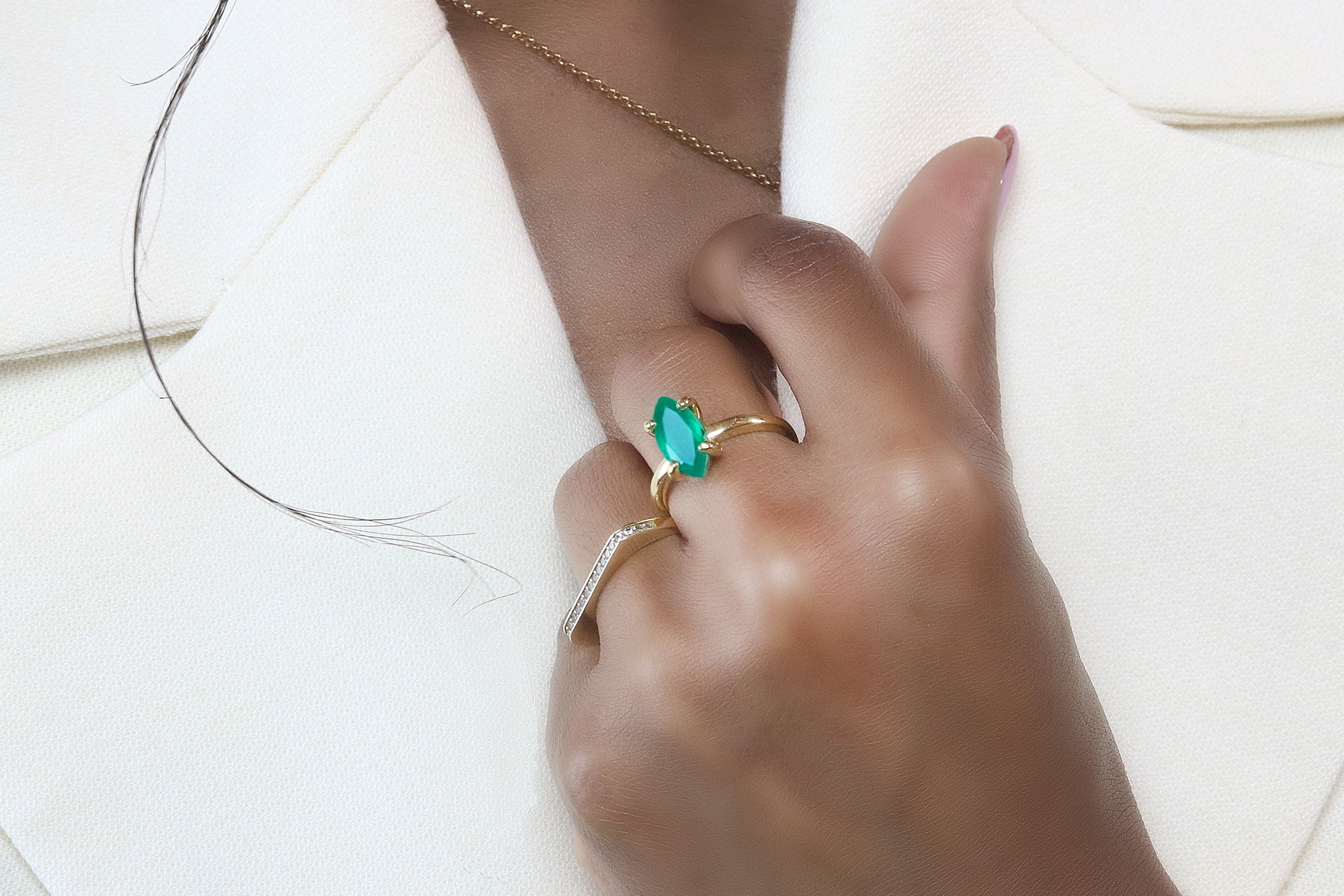 Green Onyx Ring in Sterling Silver Rings Anemone Unique