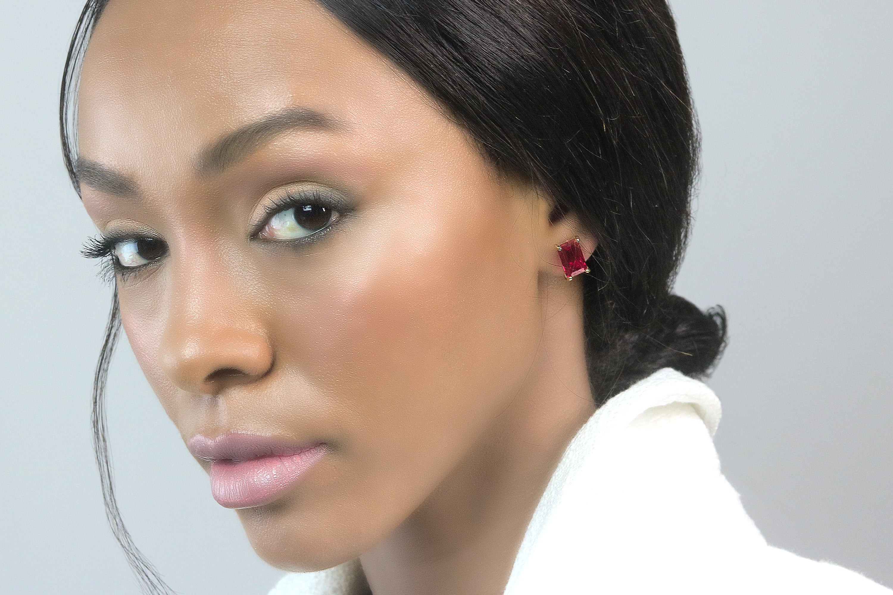 Vibrant Rose Gold Ruby Stud Earrings Earrings Anemone Unique