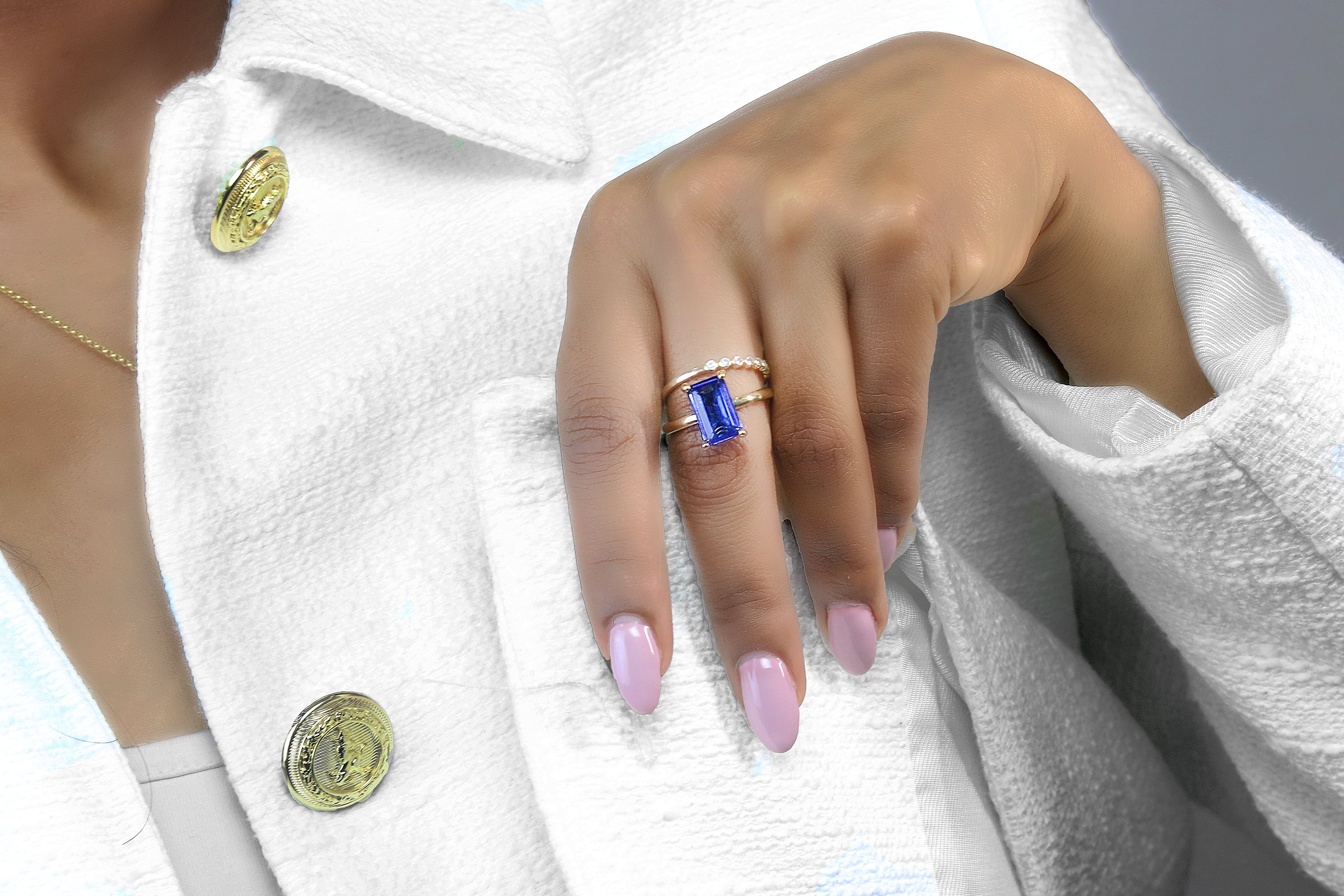 Princess Cut Blue Sapphire Gold Filled Ring Rings Anemone Unique