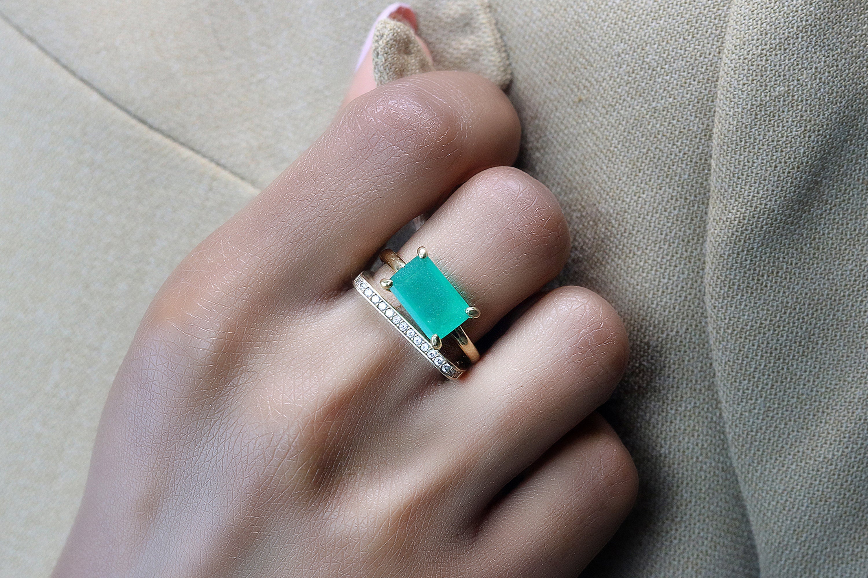 Green Onyx Stone Silver Ring Rings Anemone Unique