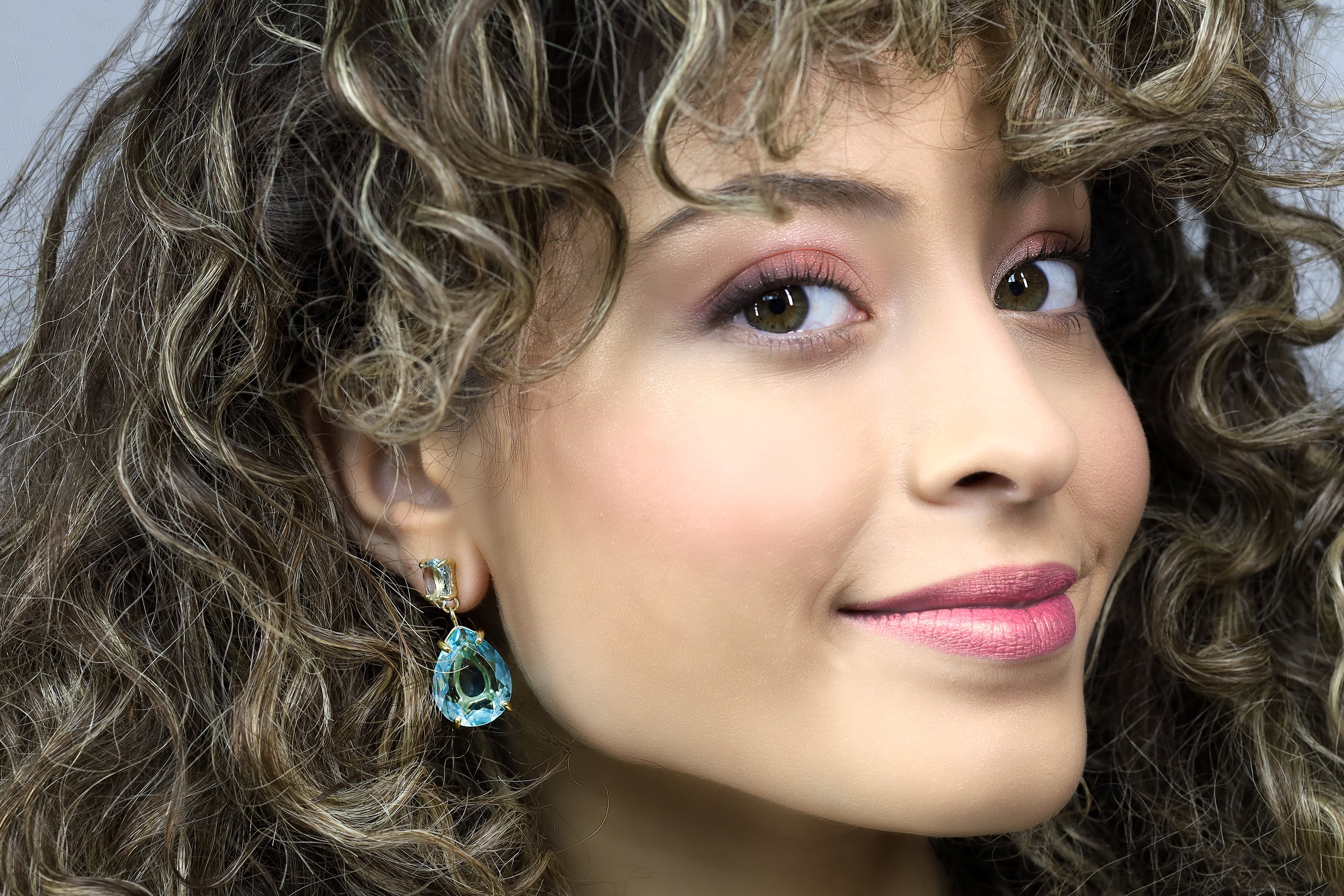 Blue Topaz Gold Pear Earrings Earrings Anemone Jewelry