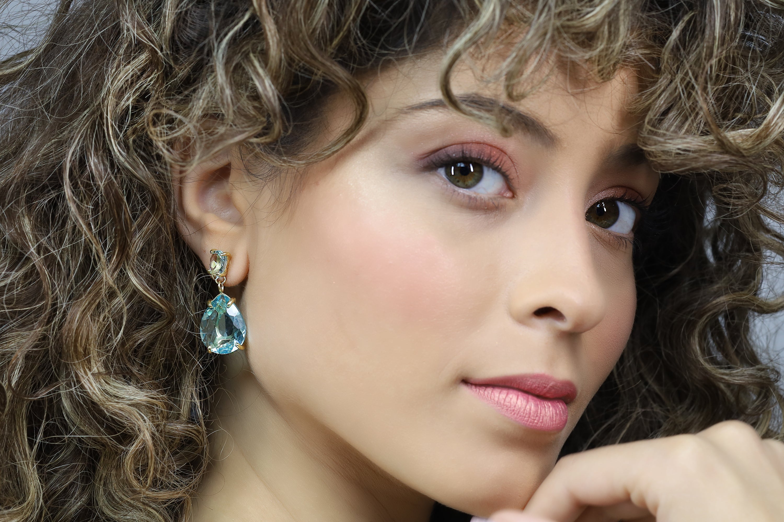 Blue Topaz Gold Pear Earrings Earrings Anemone Jewelry