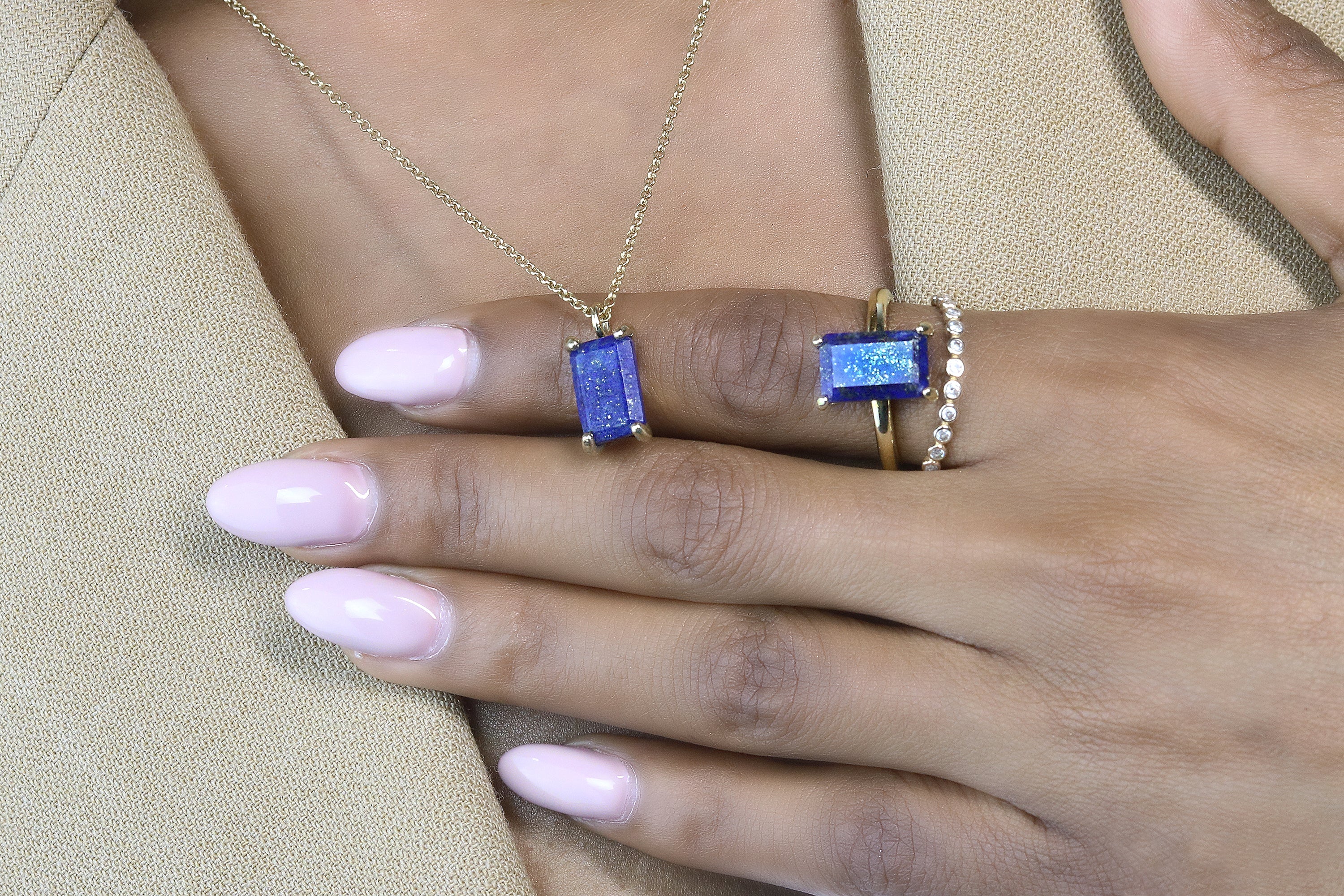 Rectangle Pendant Lapis Lazuli Gold Necklace necklaces Anemone Unique