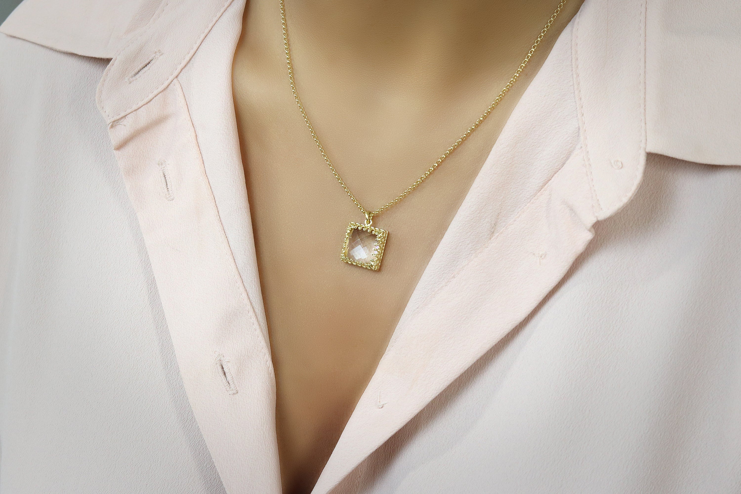 Simple Clear Quartz Necklace in Gold necklaces Anemone Jewelry