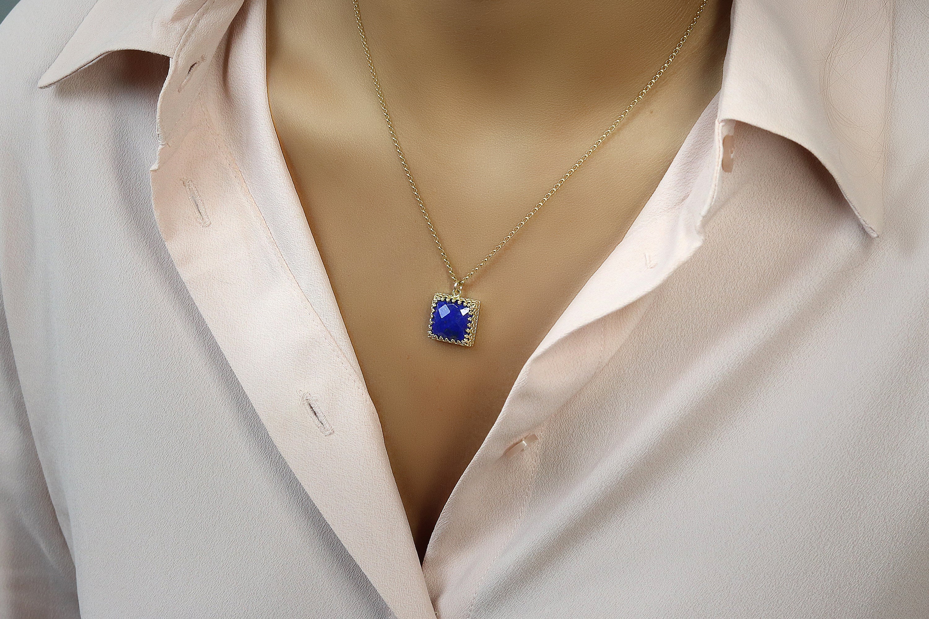 925 Sterling Silver Handmade Lapis Lazuli Necklace necklaces Anemone Jewelry