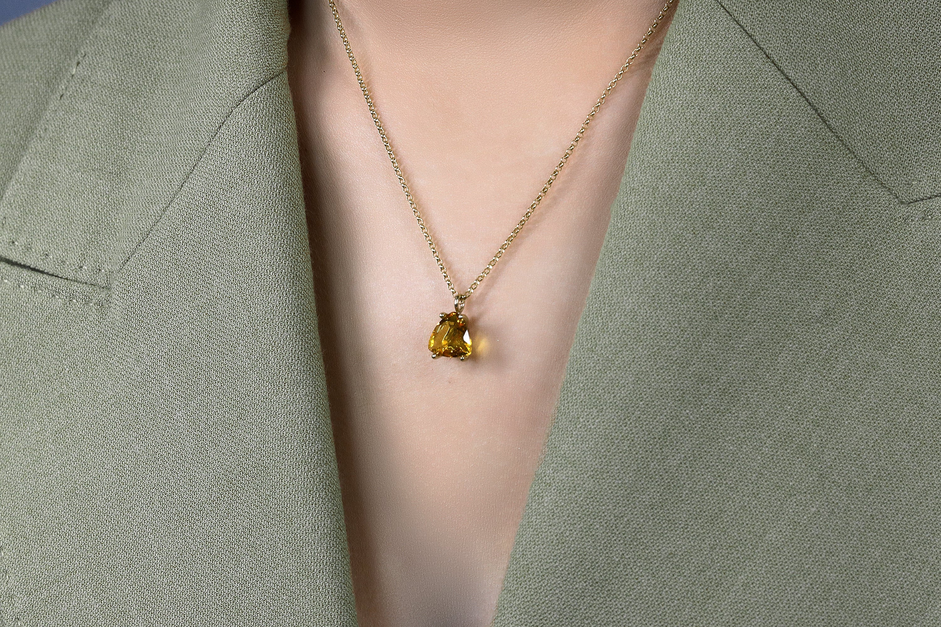 Trilliant Citrine Gold Filled Necklace necklaces Anemone Unique