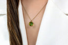 Hexagon Peridot Pendant Gold Necklace necklaces Anemone Unique