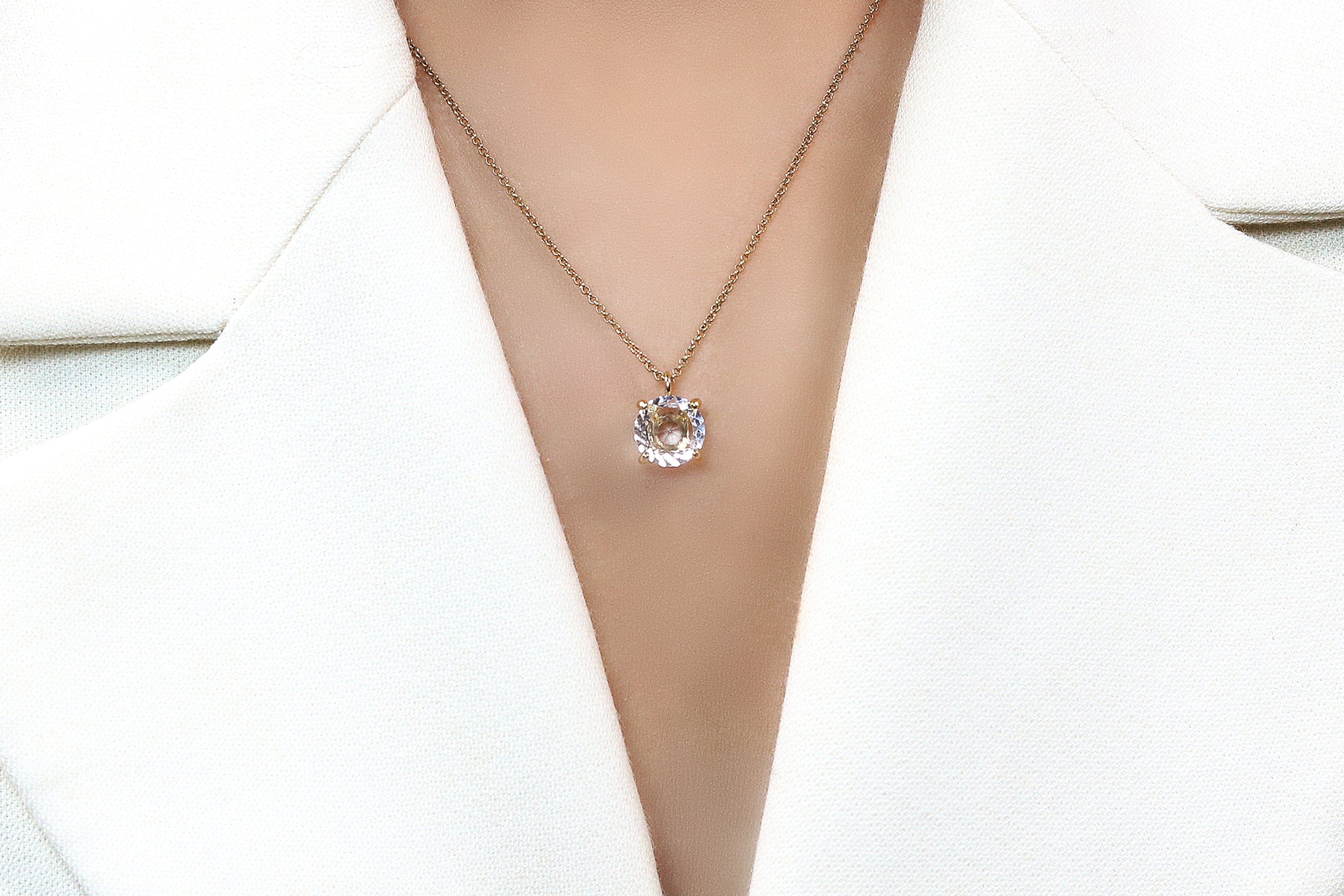 Round Crystal Quartz Gold Pendant Necklace necklaces Anemone Unique