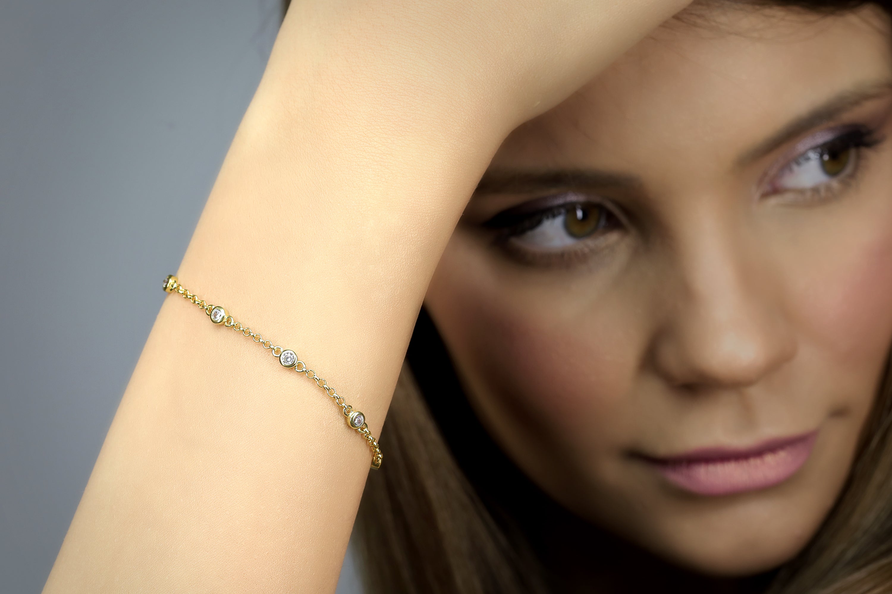 Minimalist Cubic Zirconia Charms Gold Bracelet Bracelets Anemone Unique
